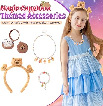 Ditucu Turtle Capybara Plush Gifts for Girls 4 5 6 7 8 9 10 Years Old with Stuffed Animal/Stickers/Water Bottle/Keychains/Diary/Pen/Headband/Comb/Necklace/Bracelet Plushies Toys Set