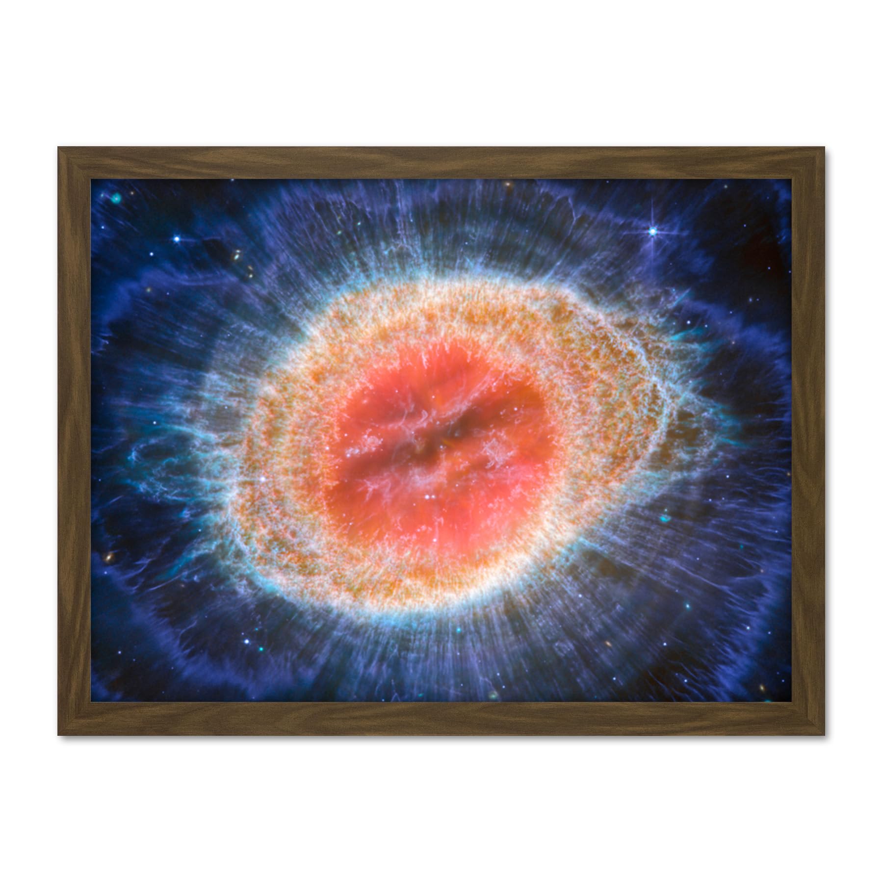 Artery8 NASA James Webb Telescope MIRI Image of the Ring Nebula Planetary Messier 57 Intricate Details of a Dying Star Formation Celestial Doughnut in Space Artwork Framed Wall Art Print 18X24 Inch