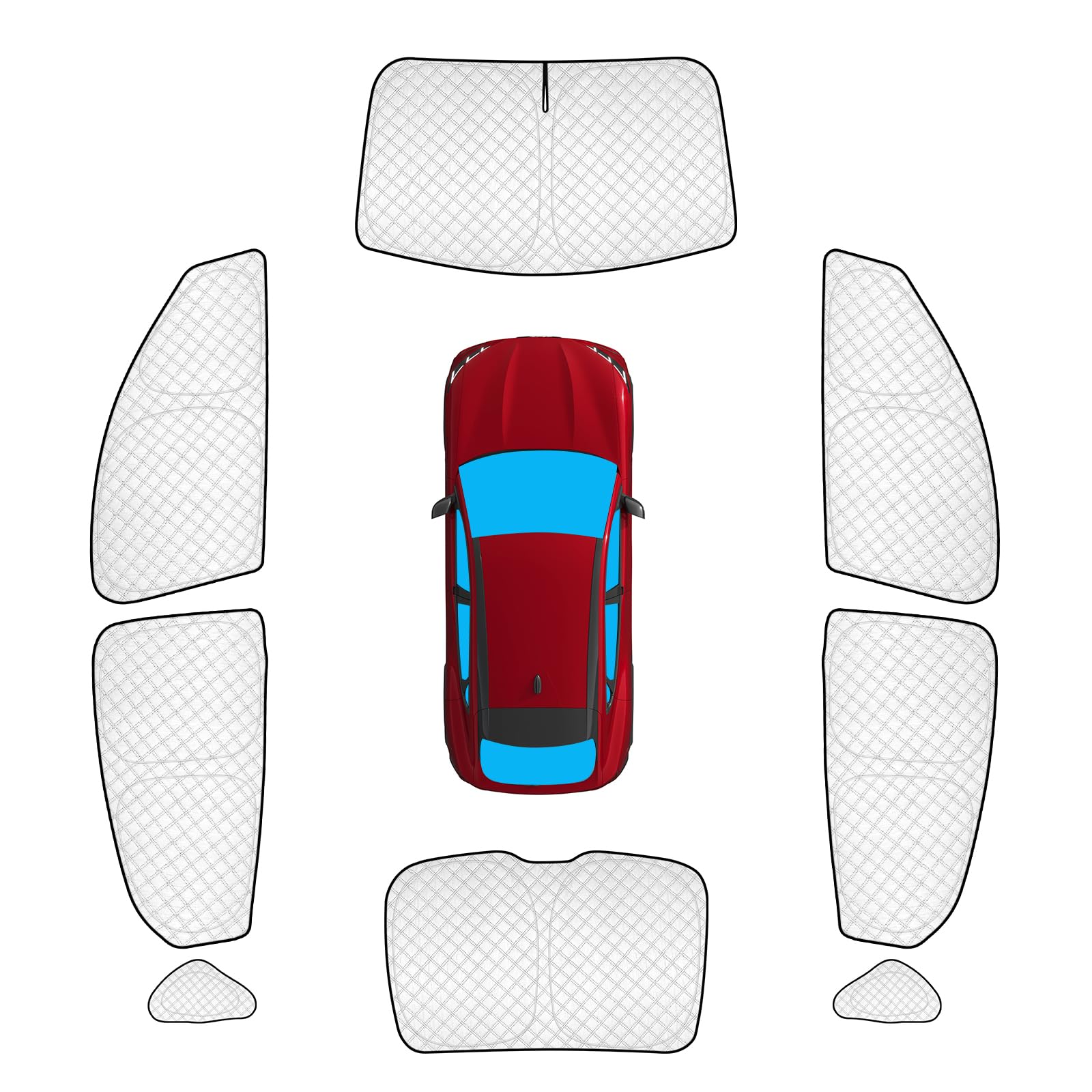KMF Thicken Sun Shades for Ford Mustang Mach-E 2021-2025 Accessories, Custom Fit Car Window Covers for Windshield Side Rear, UV Block and Blackout Protect Privacy for Camping Full Coverage 8pcs