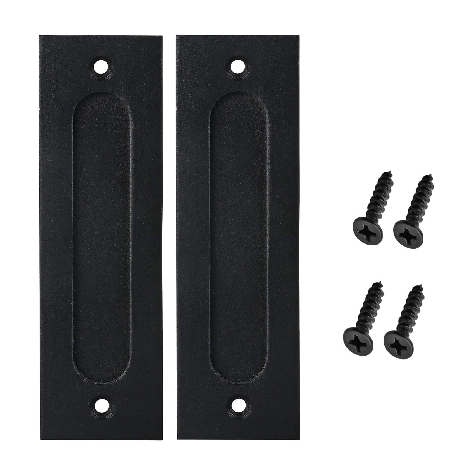 2pcs 7 inch Running Black Sliding Barn Door Finger Pull Set | Heavy Duty Modern Simple Invisible Handle| with Flat Bottom Easy to Install barn Door Flush Handle Flush Door Pull