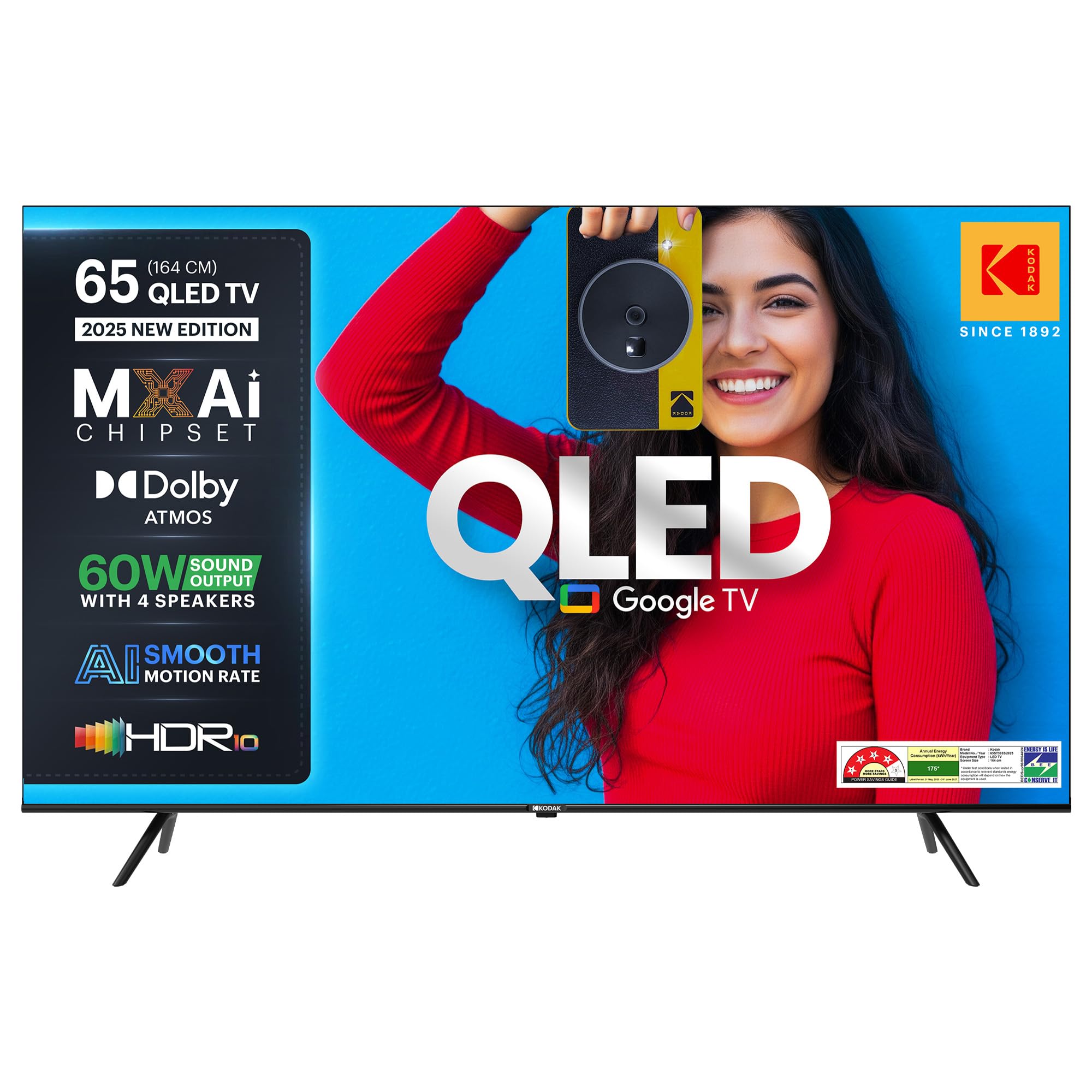 Kodak 164 cm (65 inches) Matrix 2025 Edition Ultra HD (4K) QLED Android Google TV 65ST5035 (Black)