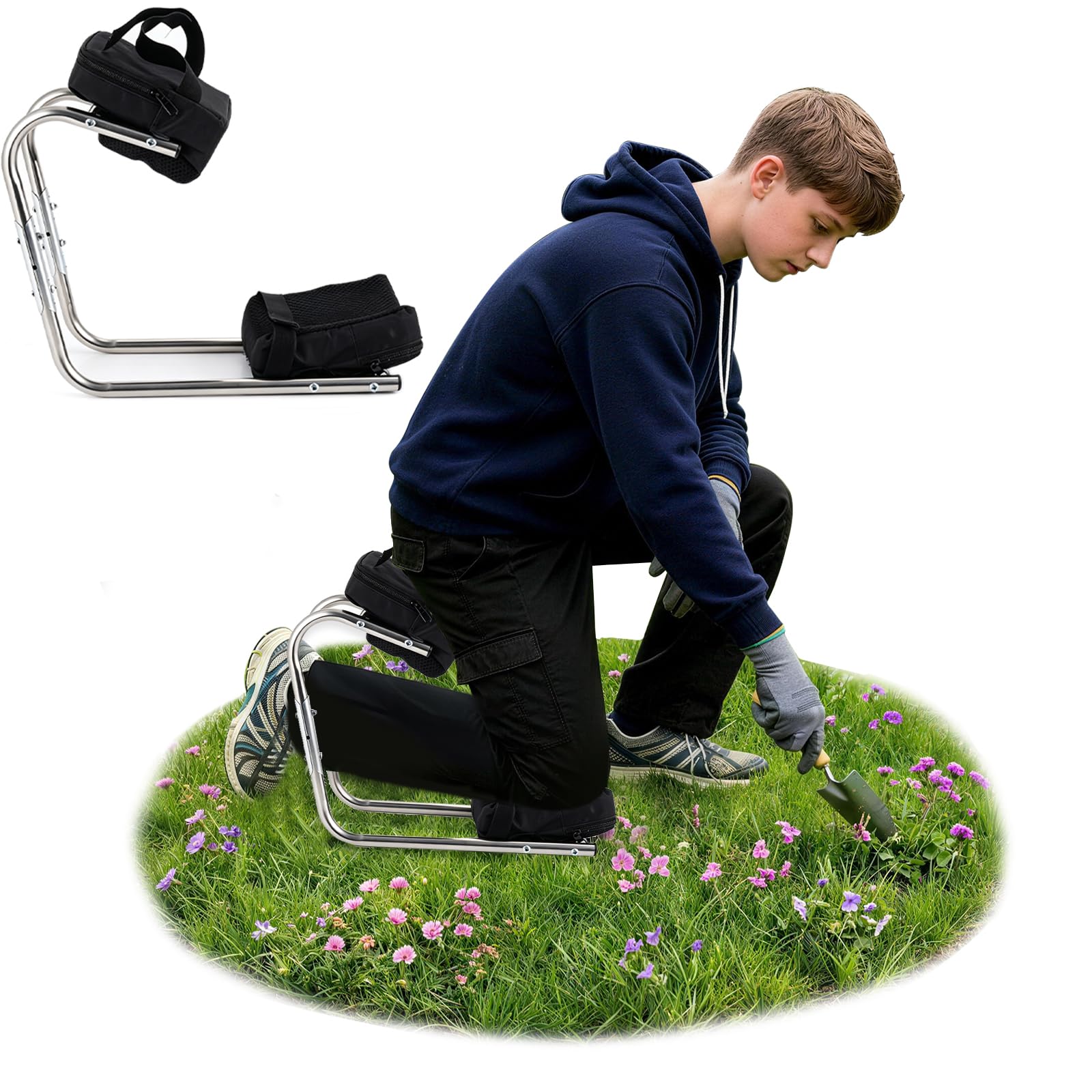 Siège-Genou, Repose-Genoux de Jardin avec Fonction Assise, protège Les Genoux, supporte Jusqu’à 200 kg, idéal pour Le Jardinage, Les travaux de Construction et Les usages Professionnels
