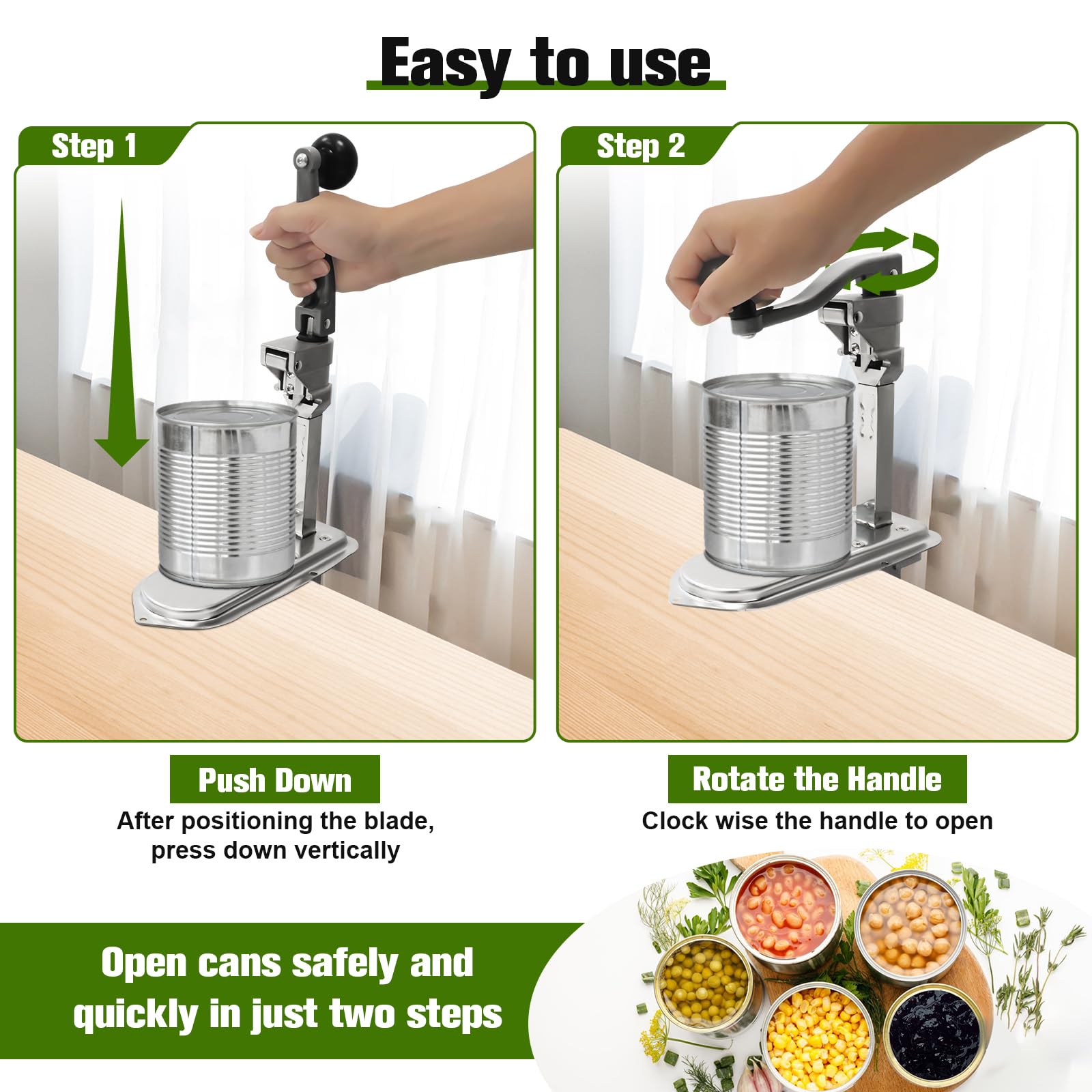 59 cm Abrelatas de Mesa de Acero Inoxidable | Abrelatas de Banco Manual, Abridor de Conservas para Cocinas Profesionales