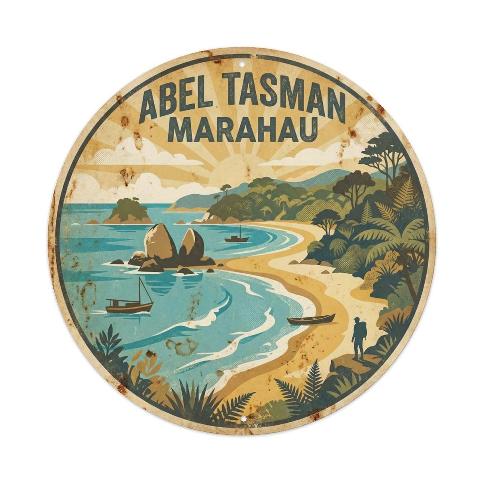 Olhnbad 08X08inch Style Abel Tasman Marahau Coral Reef Retro Ink Metal Tin Sign