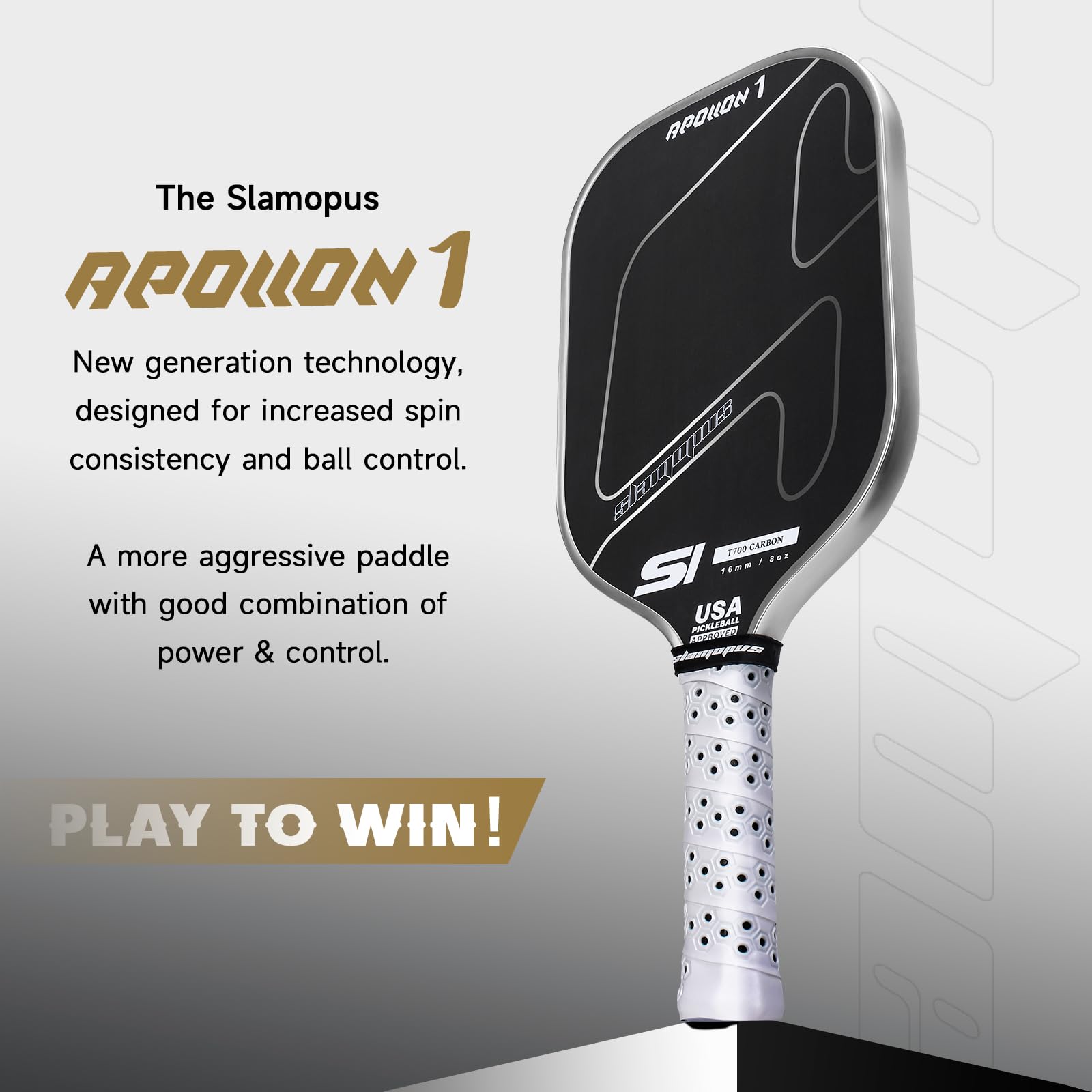 Racchette da pickleball in fibra di carbonio grezzo, T700, con nucleo in polimero a nido d'ape da 16 mm e overgrips, per pickle ball di alta qualità, controllo e rotazione e potenza migliorati