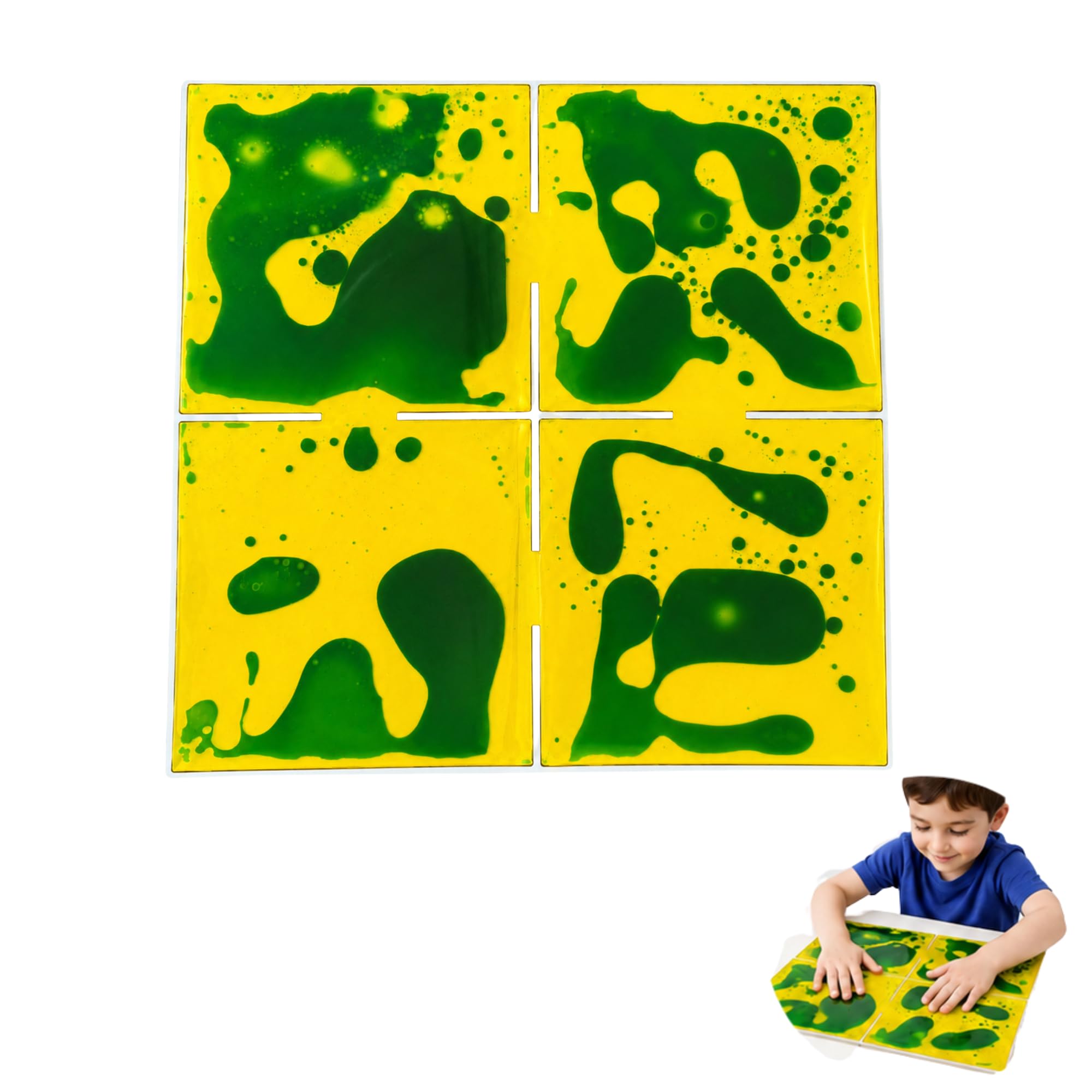Squishy Window Maze Pad Fidget Toy, Sensory Liquid Tile with Two Contrasting Liquids, Soft Transparent Gel Pad for Quiet Hands-On Play, 30 x 30 x 0.5cm