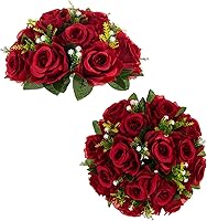 Vista 17 de BLOSMON Bolas de Flores para Bodas, Centros de Mesa de Rosas, 2 Piezas, Flores Artificiales Negras, Bolas Florales Colgantes, Decoración de Arreglos