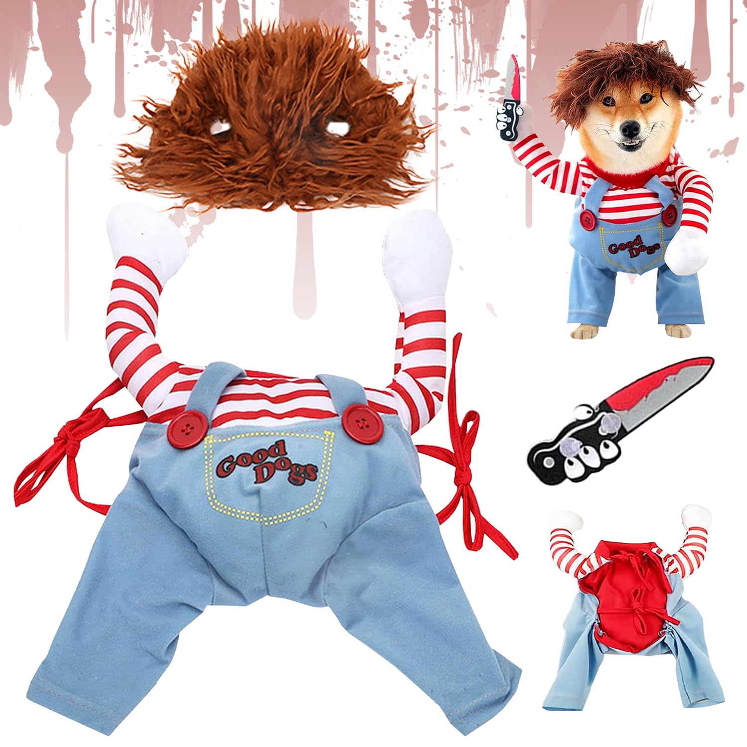 Disfraz para Mascota Halloween, Halloween Disfraz de Fiesta para Perros,Disfraz de Cosplay de Perro Ajustable, Ropa Divertida para Fiestas para Perros para Mascota Pequeños y Medianos