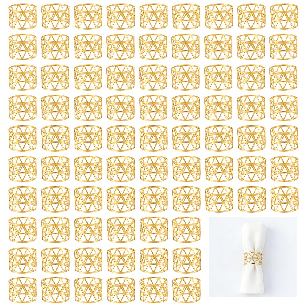 Gold Serviettenringe 100er Set Ausgehöhlte Serviettenringe Aus Metall Mit Schnallen Für Tischdekoration Bei Abendessen Feiertagen Hochzeiten Und Anderen Festen Moderne Serviettenringe