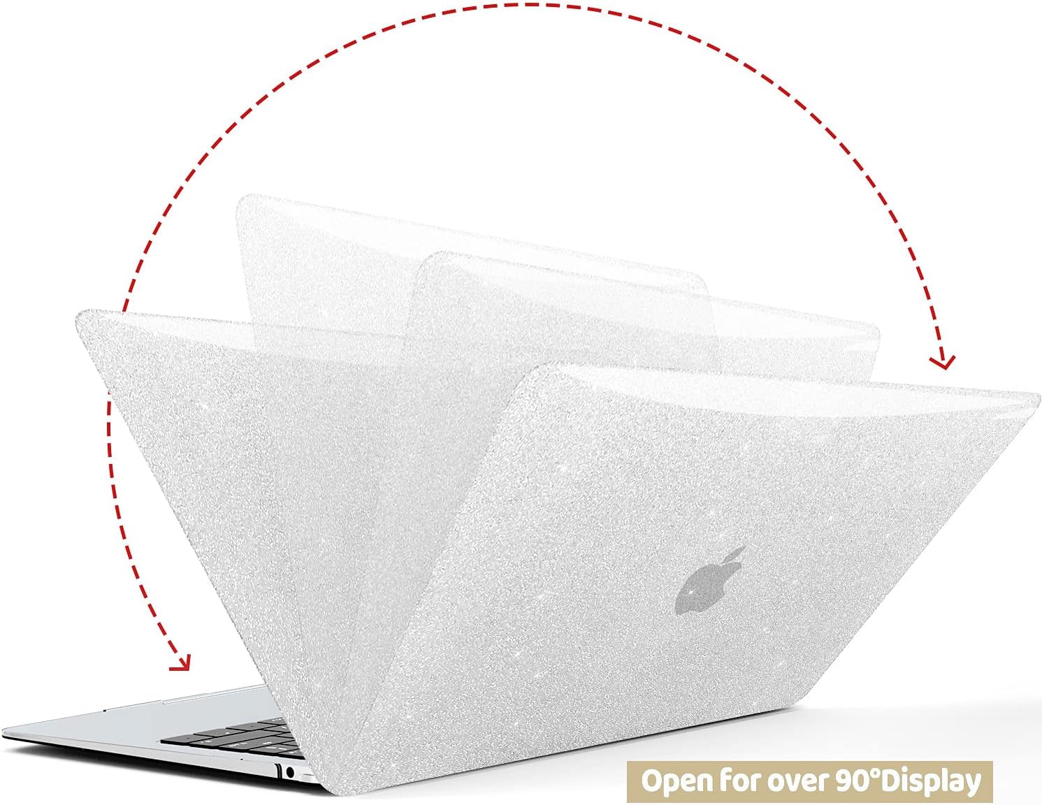Anban Compatible with MacBook Air 13 inch Case 2022 2021 2020 2019 2018 Release A2337 M1 A2179 A1932 with Touch ID, Glitter Smooth Hard Shell Case + Keyboard Cover + Screen Protector, Shining Silver