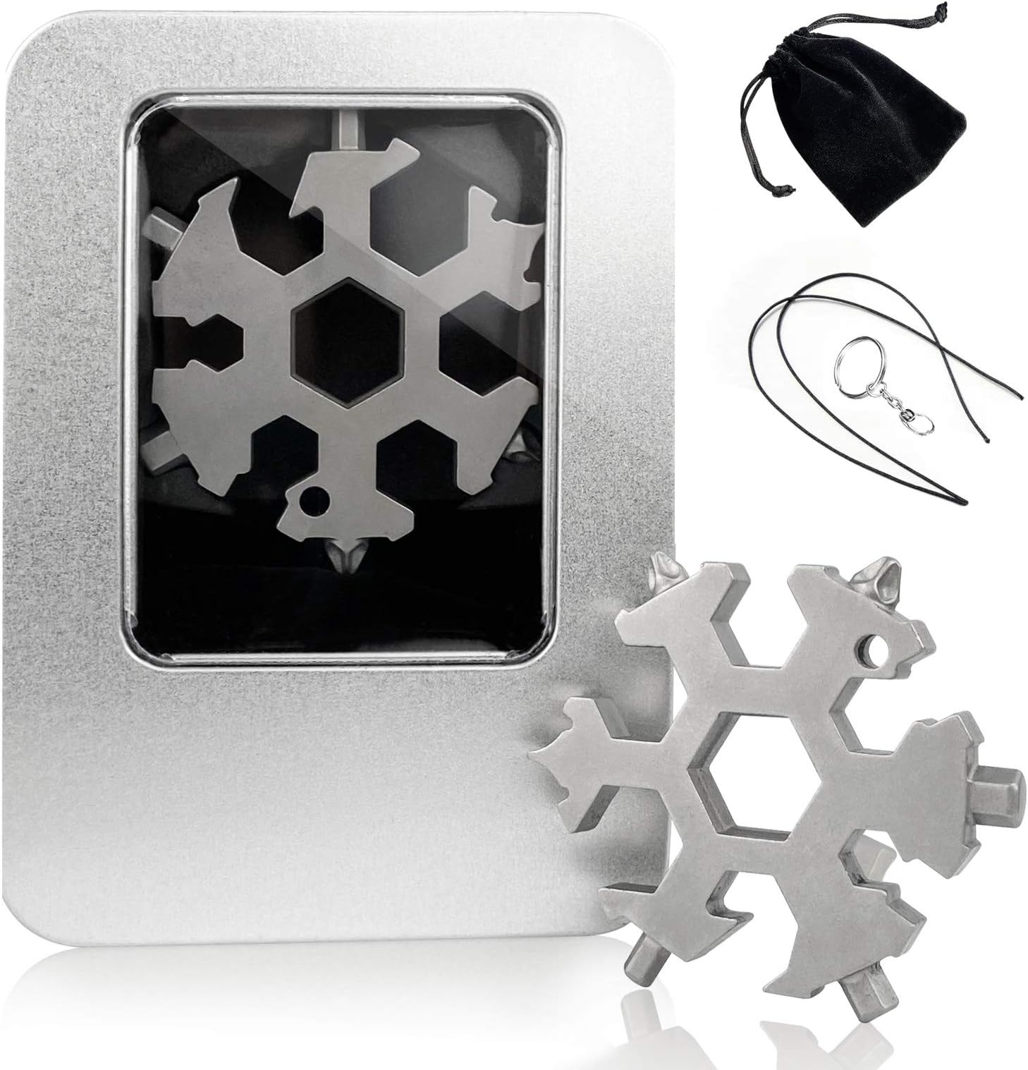 18 in 1 Stainless Stell Multi-Tool, Random Snowflake Multi-Tool Screwsdriver Can Bottle Opener Anti-Lost Key Chain Ourdoor Portable Incredible Tool (Silver)