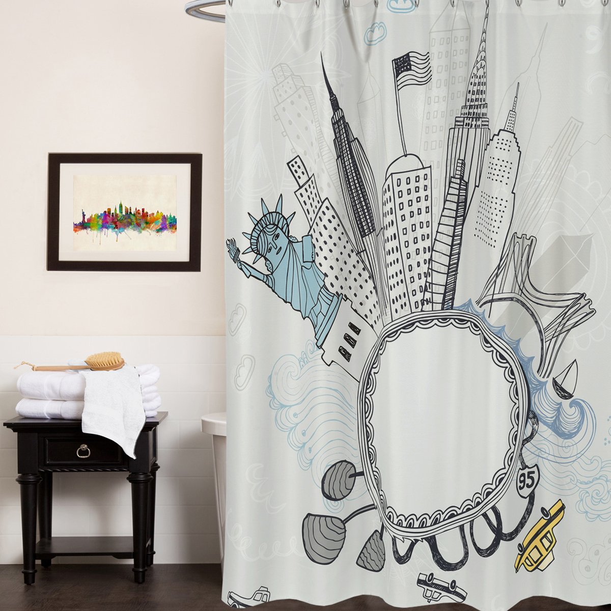 Sweet Home Collection 70" x 72" Bathroom Shower Curtain Heavy Durable Water Repellent Resistant Fabric with Choice of Unique Famous Painting Print, The Star