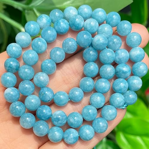Miniatura 7 de Yochus Cuentas sueltas redondas de calcedonia azul de 0.315in para hacer joyas