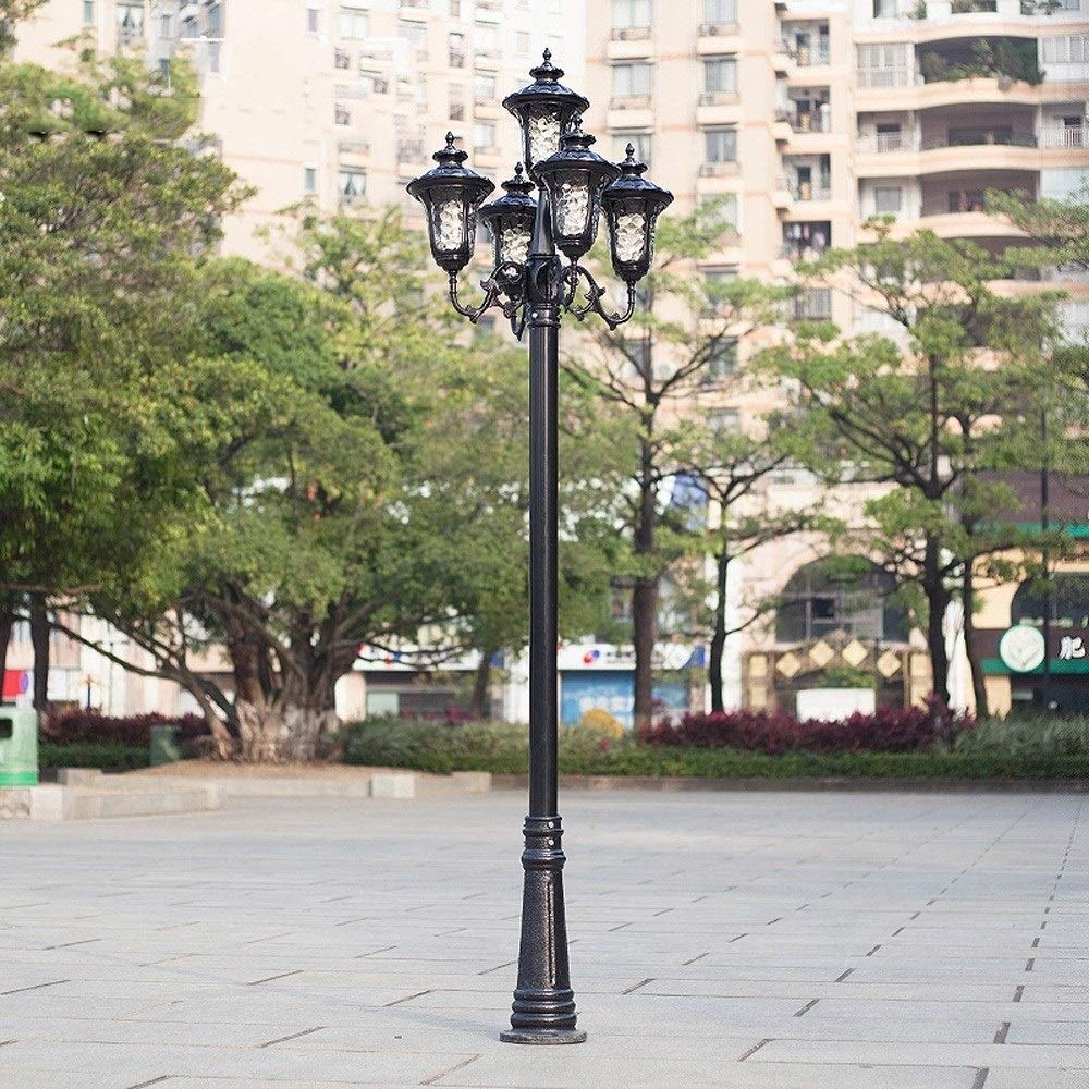 Lanterne vintage à 5 lumières d'extérieur en aluminium pour pelouse, rue, extérieur, cour, jardin, villa, porche, patio, paysage