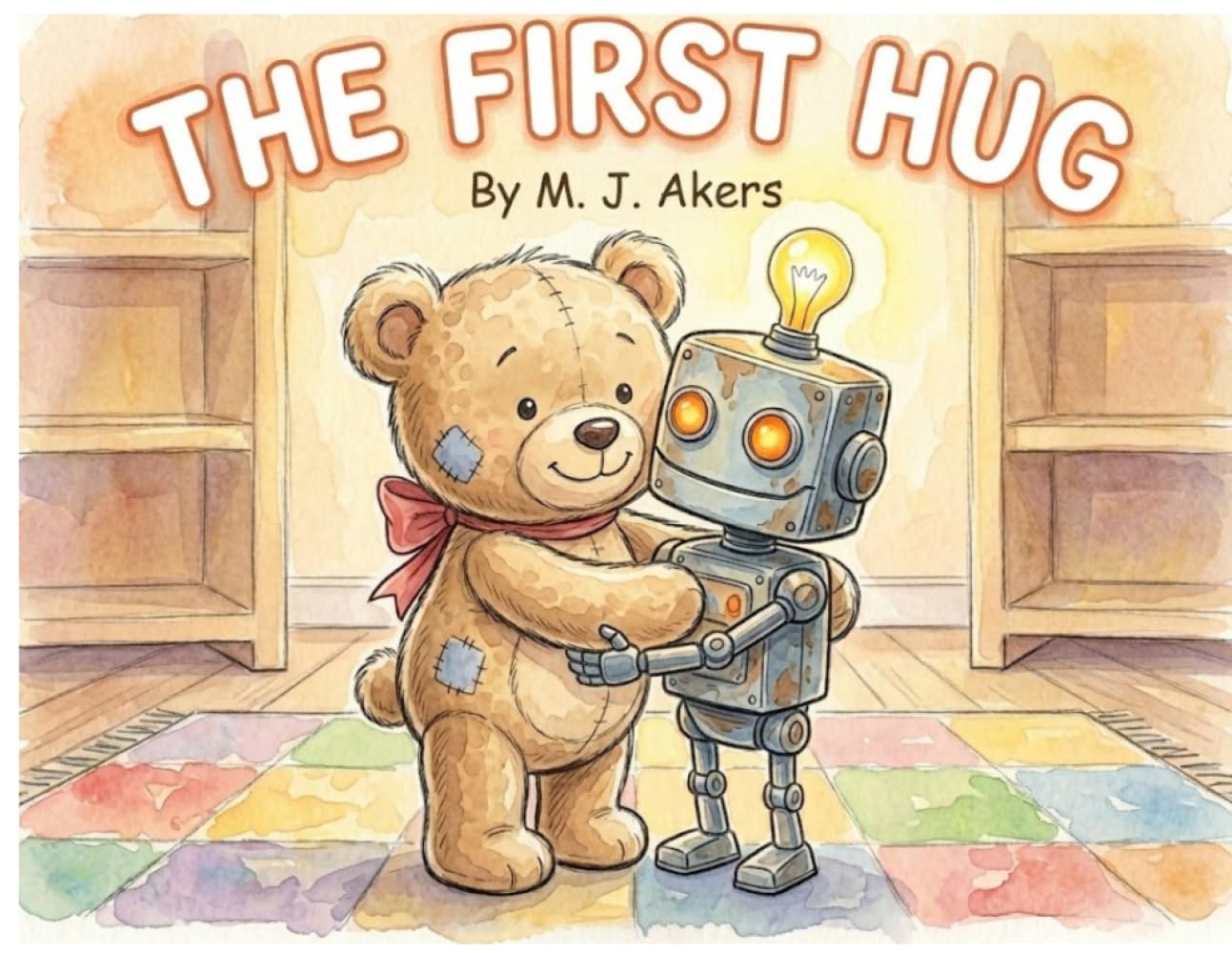 THE FIRST HUG: A cute robot and teddybear storybook and coloring pages