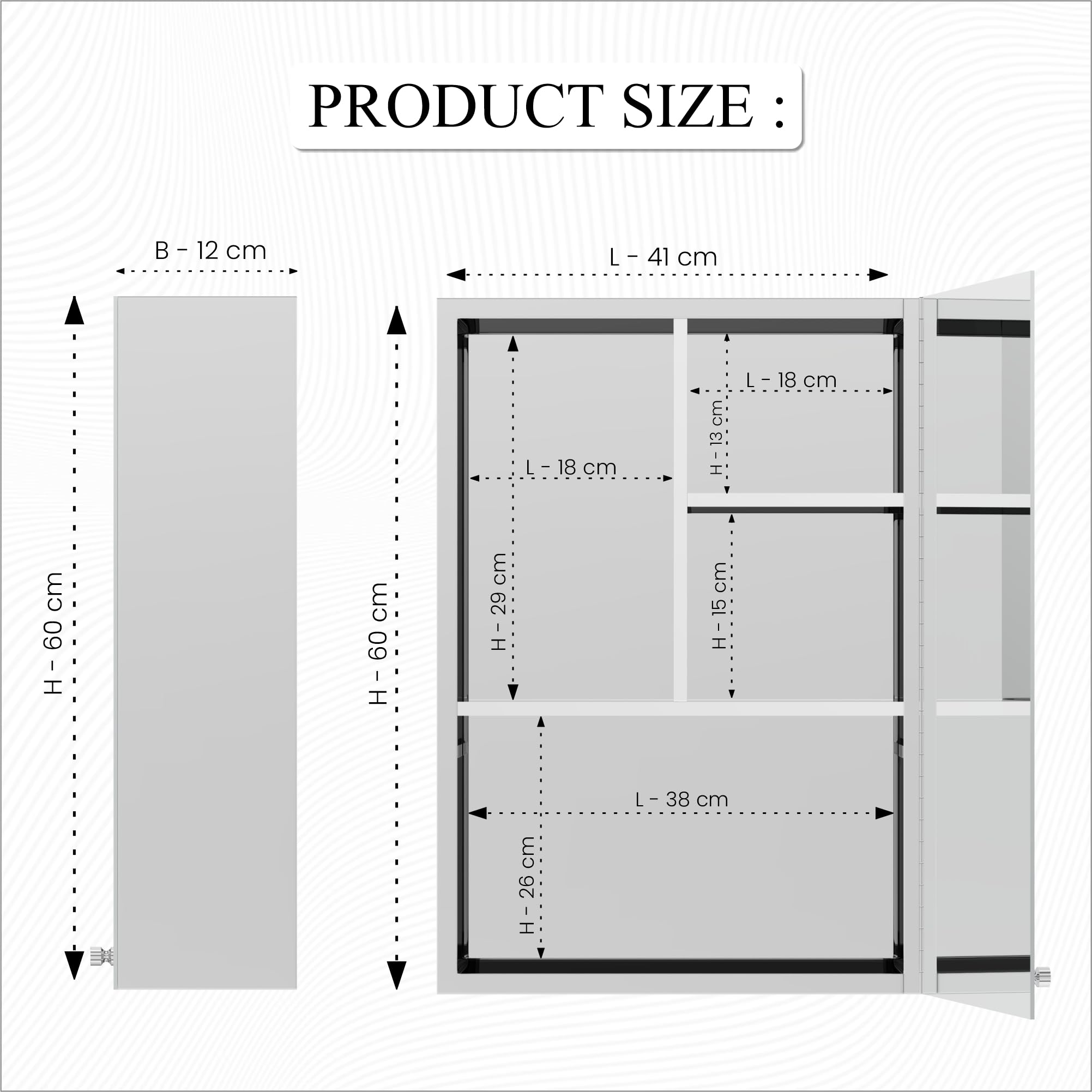 LAPO Premium Stainless Steel 304 Grade Bathroom Mirror Cabinet with Storage | Anti Rust & Corrosion | 4 Storage Compartments Shelf Organiser | Wall Mounted (16x24 Inches | Chrome | 3yrs Warranty)