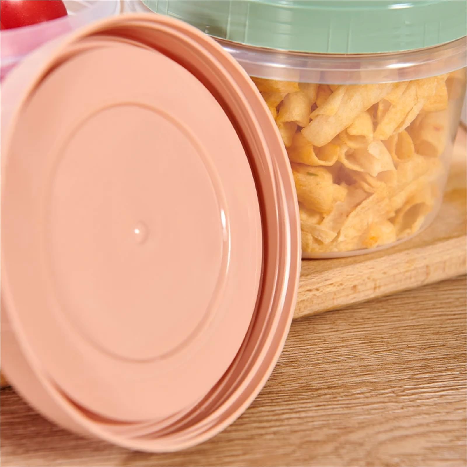 Tarros De Almacenamiento 8 cajas redondas de 500 ml for conservar alimentos frescos, for cocina, refrigerador, frutas, aperitivos, recipiente sellado for calentar en microondas(Yellow 8 pcs)