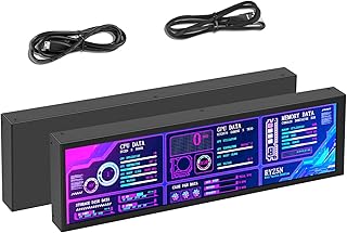 8.8 Inch PC Temperature Display With Case PC Sensor Panel Display Computer Temp Monitor IPS USB Mini Screen AIDA64 PC CPU RAM Data Monito Temperature Monitor for PC ARGB Computer Case Secondary Screen