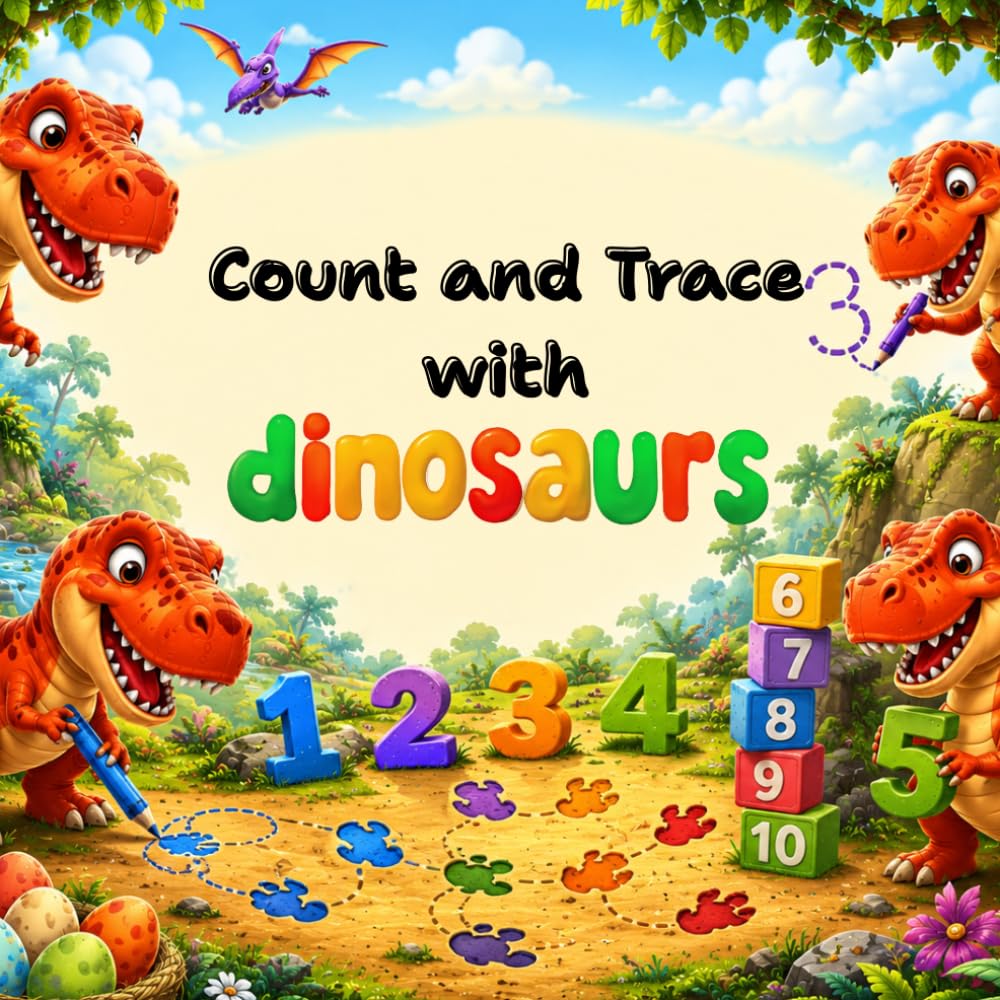 Count and Trace with Dinosaurs: Children Number Learning Book
