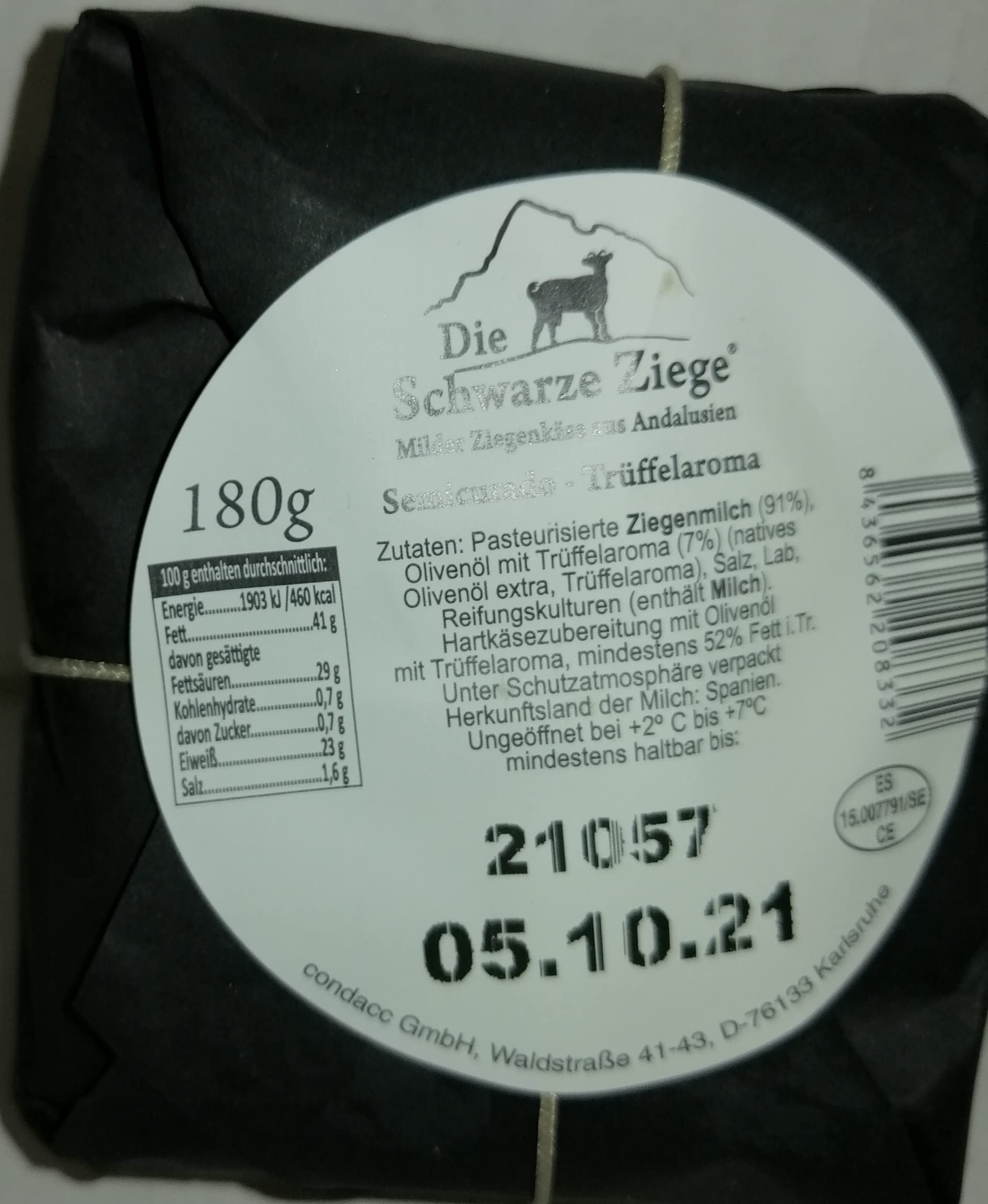 3x160gr Andalusischer Ziegenkäse (Schwarze Ziege) mit Affinationen Trüffelöl, Olivenöl+Feigensenf