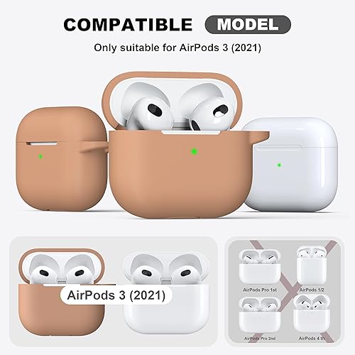 Miniatura 4 de R-fun Funda para AirPods 3, accesorios de protección de silicona con llavero compatible con Apple AirPod de 3 generación 2021 para mujeres y niñas,