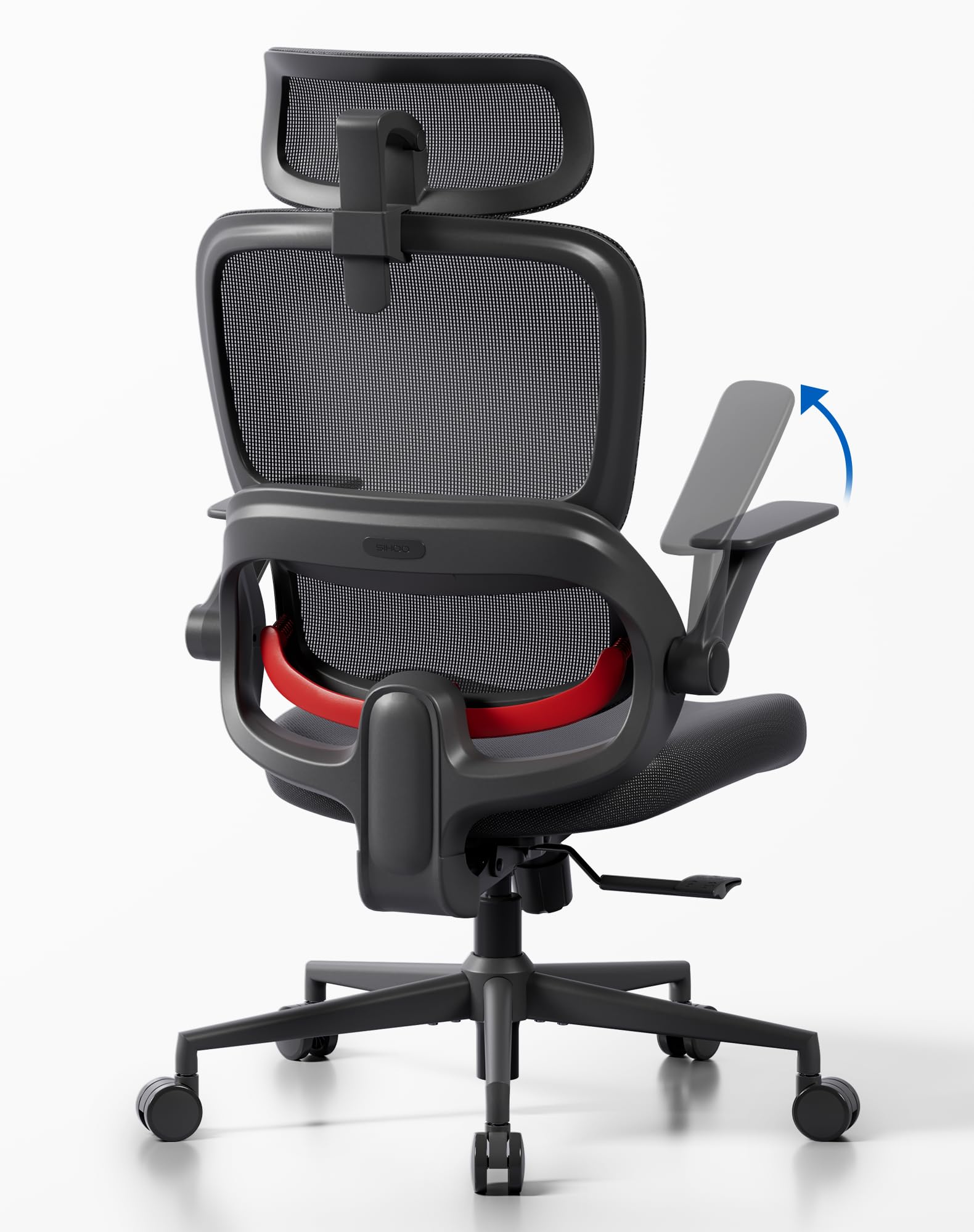 SIHOO B100 SE Office Chair, Soft Memory Foam Desk Chair with Adaptive Lumbar Support & 2D Flip-up Armrests, 135° tilt Computer Chair for Home Office, Black
