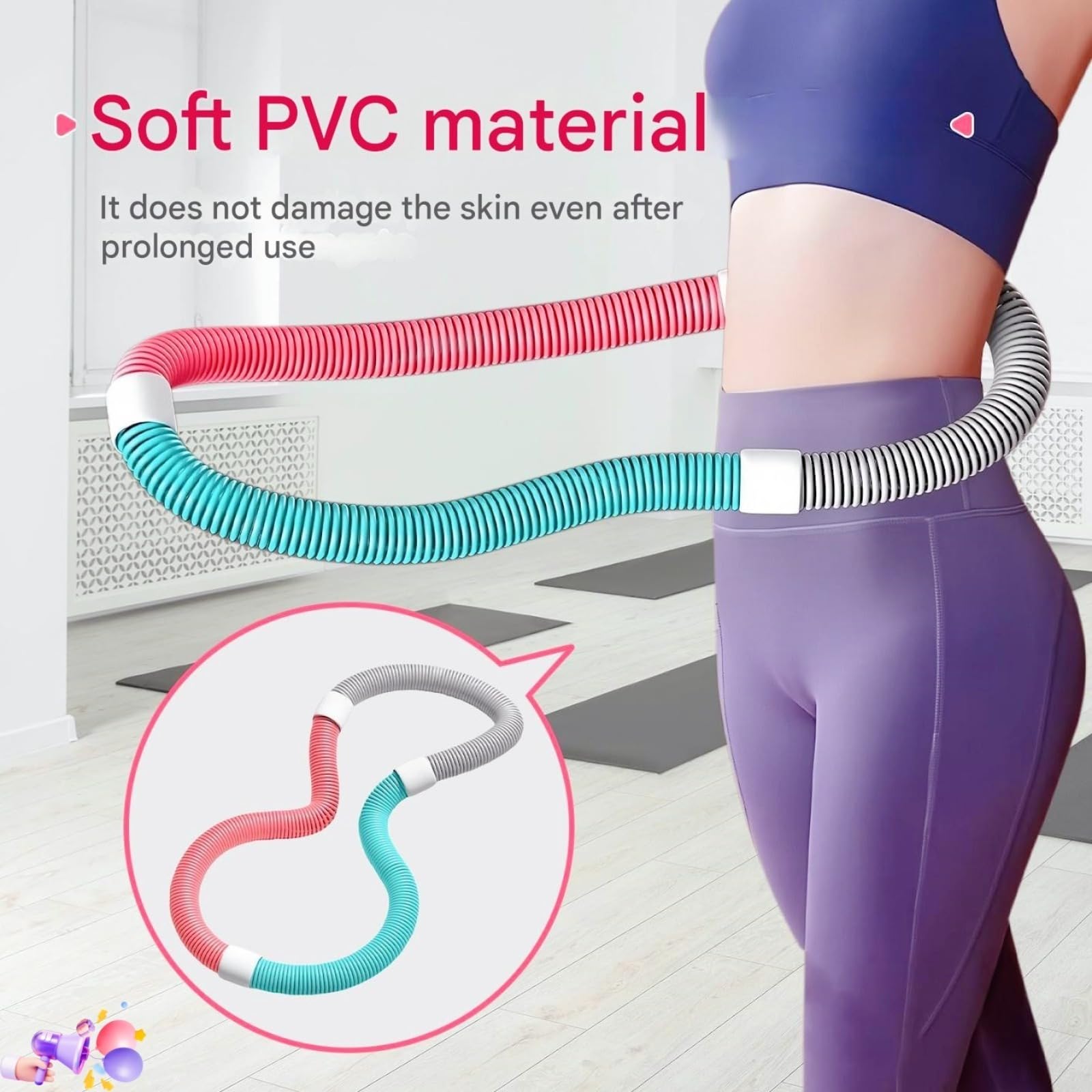Hula Hoop sportowy do obręczy z miękkimi sprężynami, obciążona obręcz fitness do odchudzania i masażu, składana obręcz z PCW, do brzucha i spalania tłuszczu