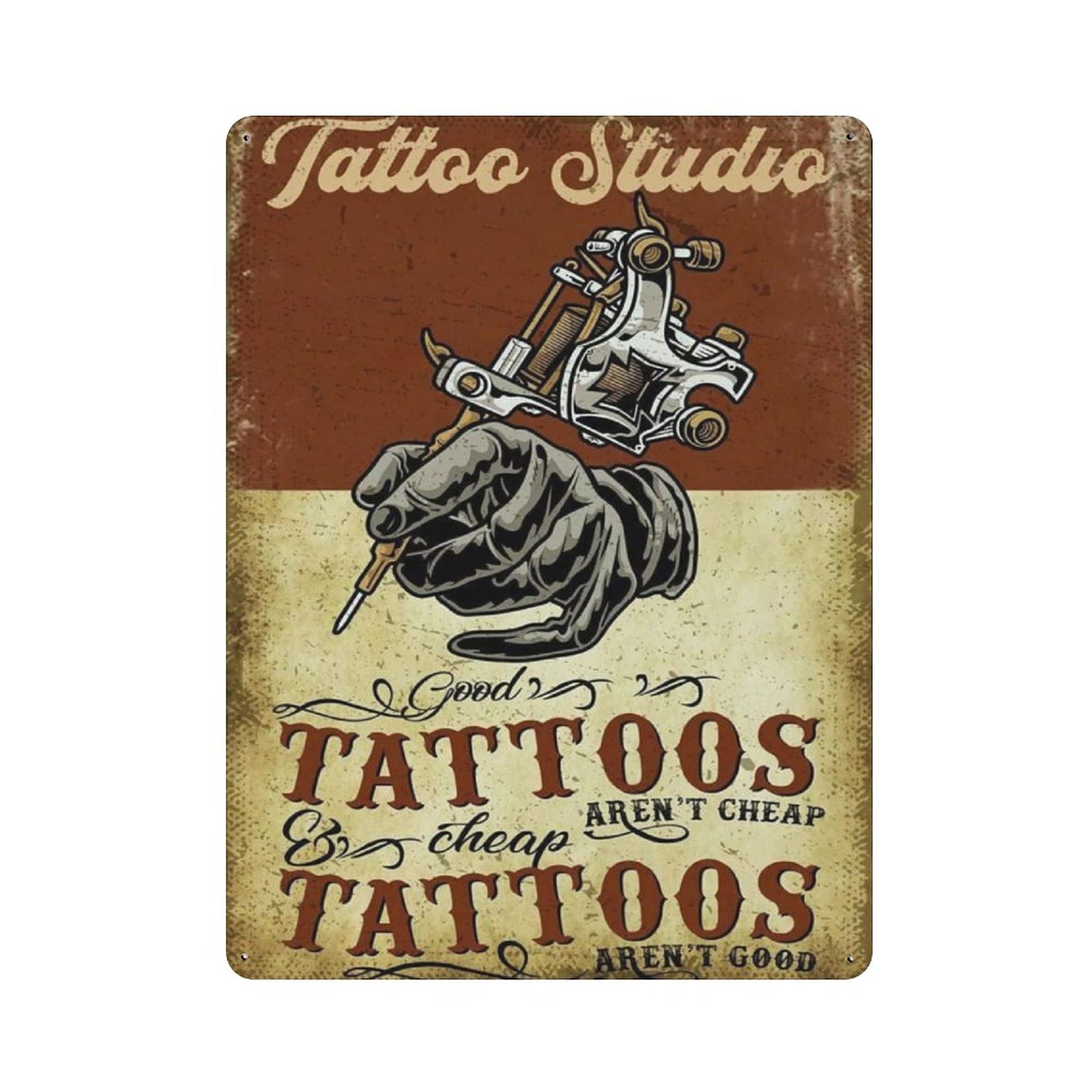 Metal Tin Sign Tattoo Studio Vintage Tin Poster Metal Sign Wall Decoration Country Kitchen Home Garage Decor 16"x12"