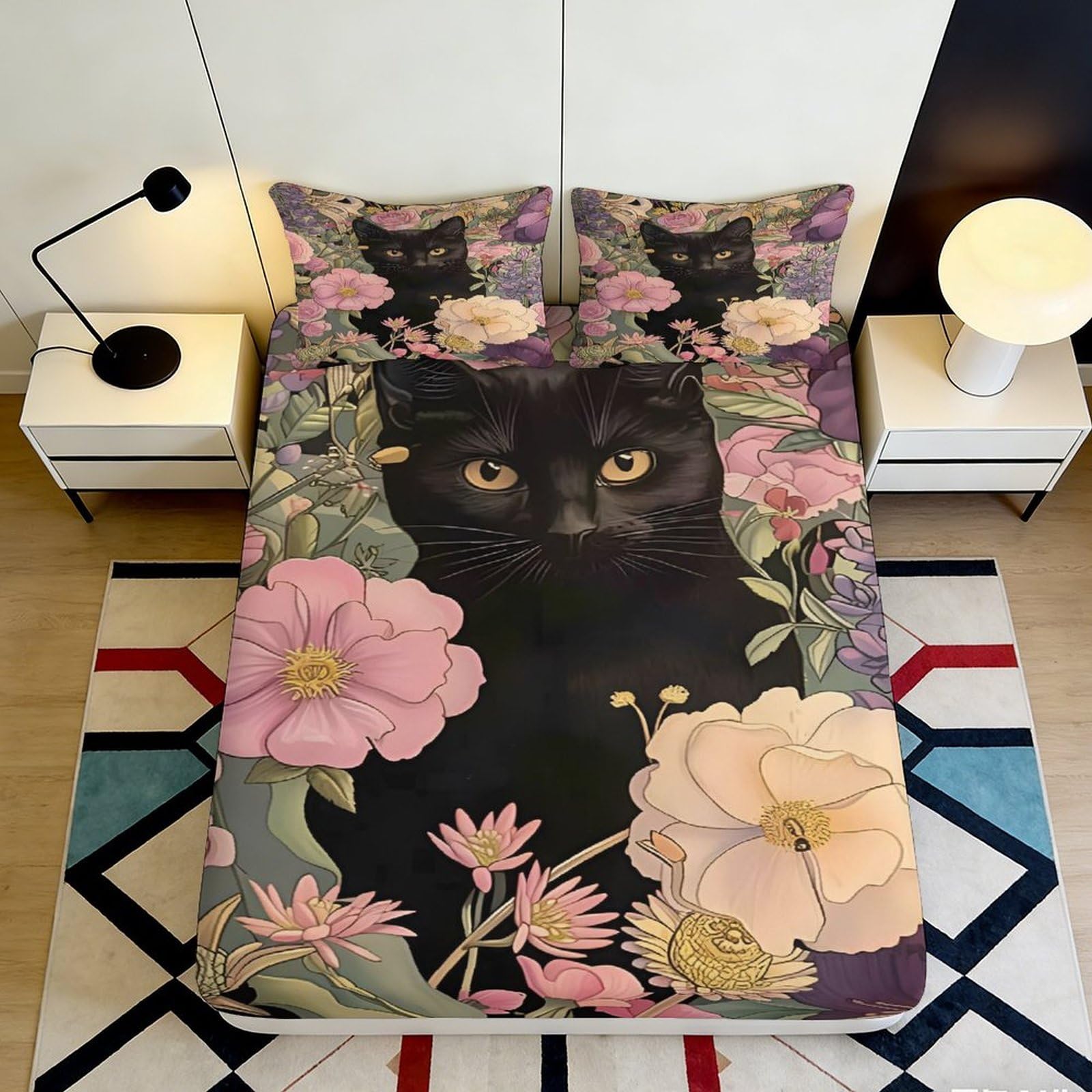 3D Printed Sunflower Daisy Fitted Sheet Microfiber Deep Pocket Non-Slip Bedroom Bedding Sunflower Mattress Fitted Cover 120x200x25cm