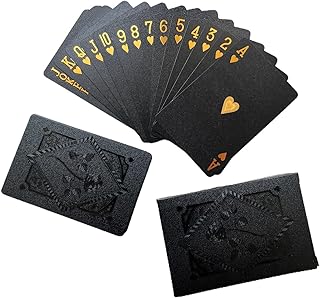 Generisch Coole Schwarze Spielkarten, wasserfeste Standard-Spielkarten aus Kunststoff, Set mit 54 exquisiten schwarzen Pokerfolien-Spielkarten, Pokerkarten-Spielkarten für die Spielefamilie