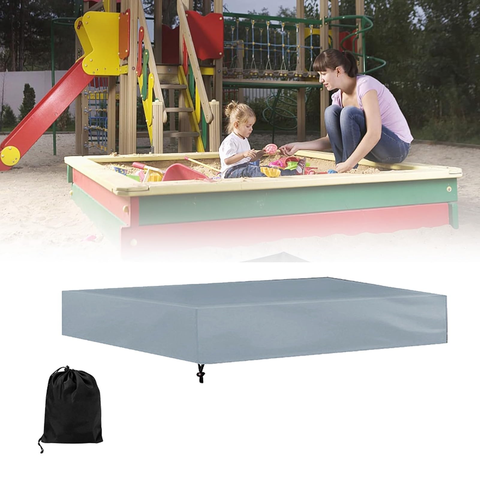 Pokrywa do Piaskownicy, Kwadratowa Pokrywa do Piaskownicy, Wodoodporna Pokrywa do Piaskownicy, 420D Oxford Cloth Outdoor Sand Box Cover, Duża Pokrywa do Piaskownicy