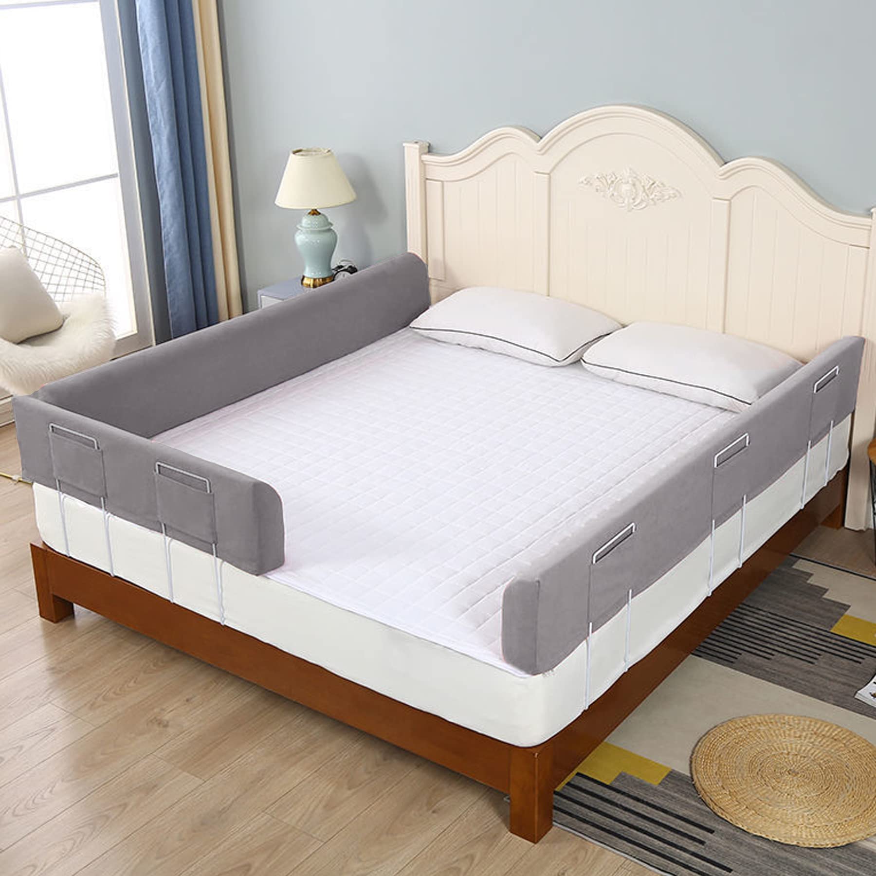 Froadp 300 cm Protector de borde de cama infantil, altura ajustable, barandilla antideslizante para cama con cremallera, paquete suave, barandilla de seguridad para niños pequeños y bebés