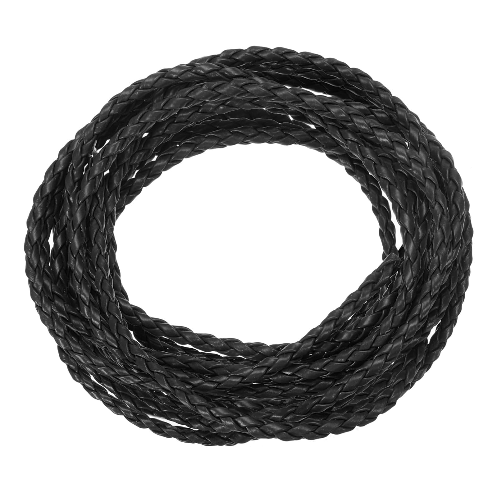 sourcing map Braided Leather Cords, Round Leather Strap, Soft Jewelry Leather Rope for Jewelry Making, Tie Making, Necklaces (3mm, 2 Yard, Black)