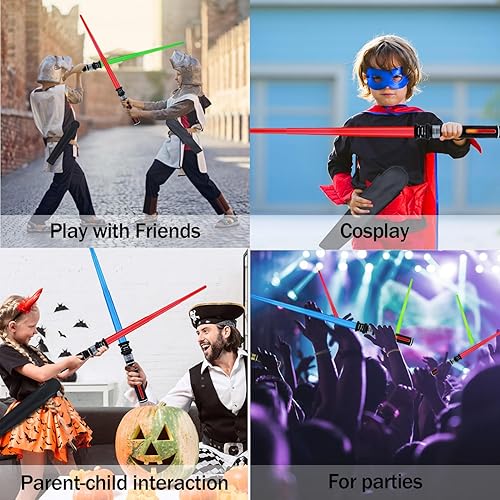 Miniatura 3 de Sable iluminado para niños, espadas de luz roja con sonido FX, juego de espadas de luz expandible para Galaxy War Fighter Warriors, fiestas de