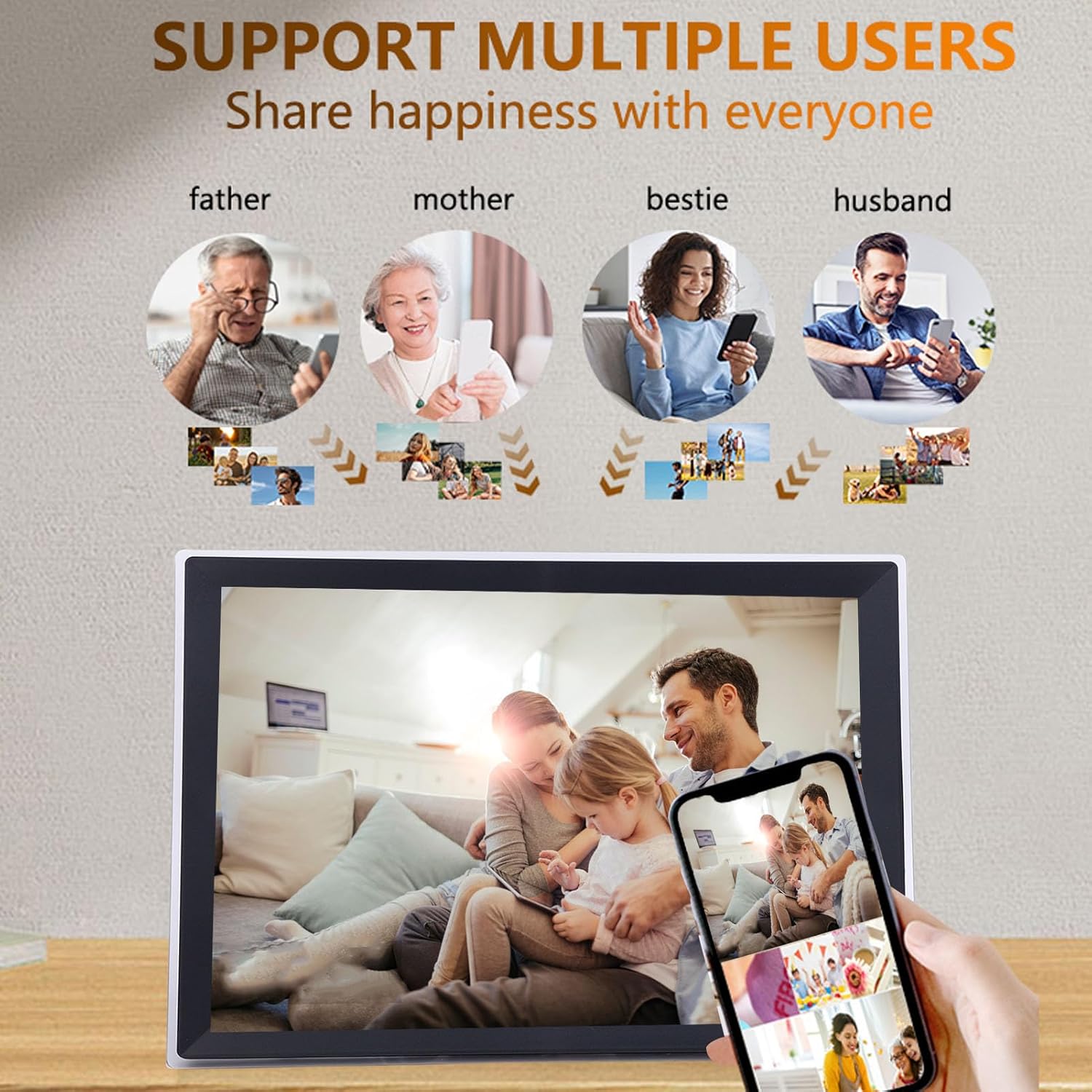 Digital picture frame supporting multiple users for sharing