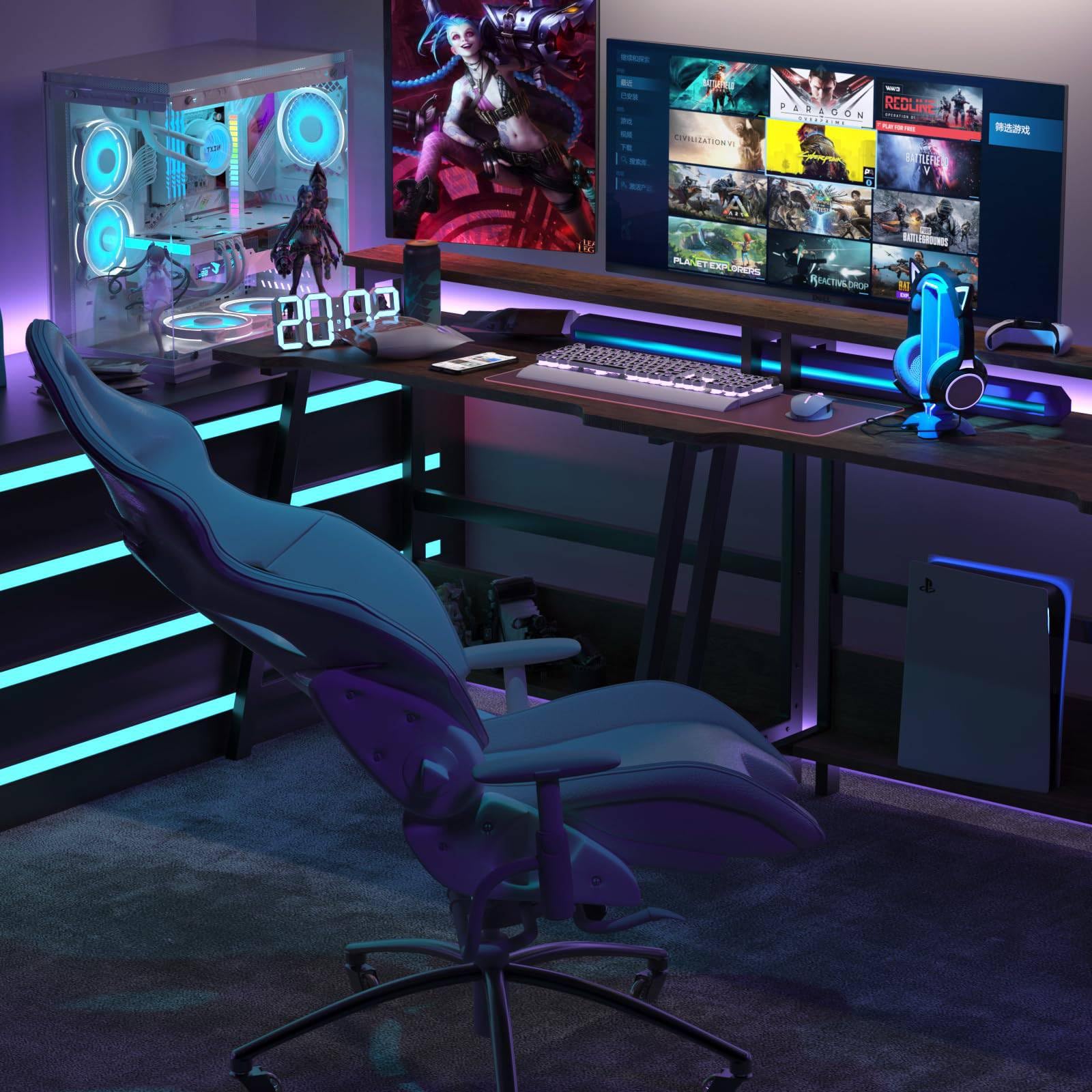 Amazon | パソコンデスク モニター台付き ゲーミングデスク テレワーク