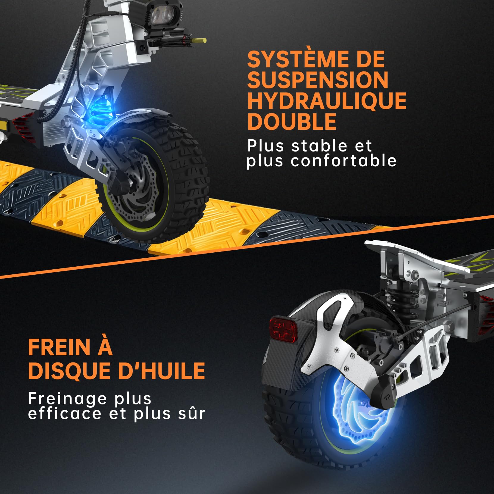 Trottinette Électrique Pliable pour Adulte, 2 Moteur Puissant, Batterie 60V 28.6Ah, Autonomie Max 75-85KM, Pneus Tout-Terrain 10.5 Pouces, 3 Modes De Vitesse, Écran Intelligent