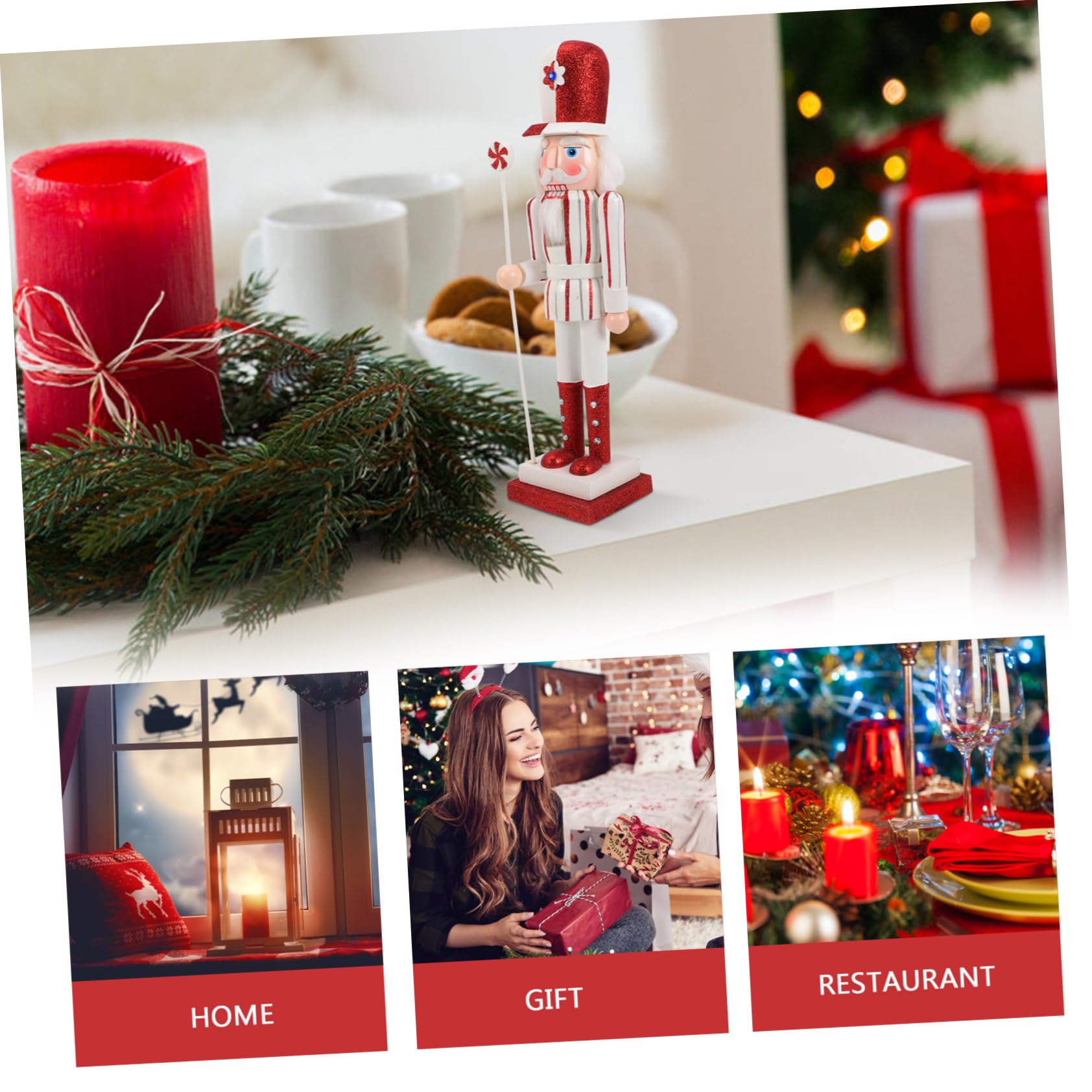 PRETYZOOM 2 Pezzi Di Schiaccianoci Natalizi in Legno Decorazione Da Tavolo Per Le Feste Di Natale Stile Tradizionale in Noce