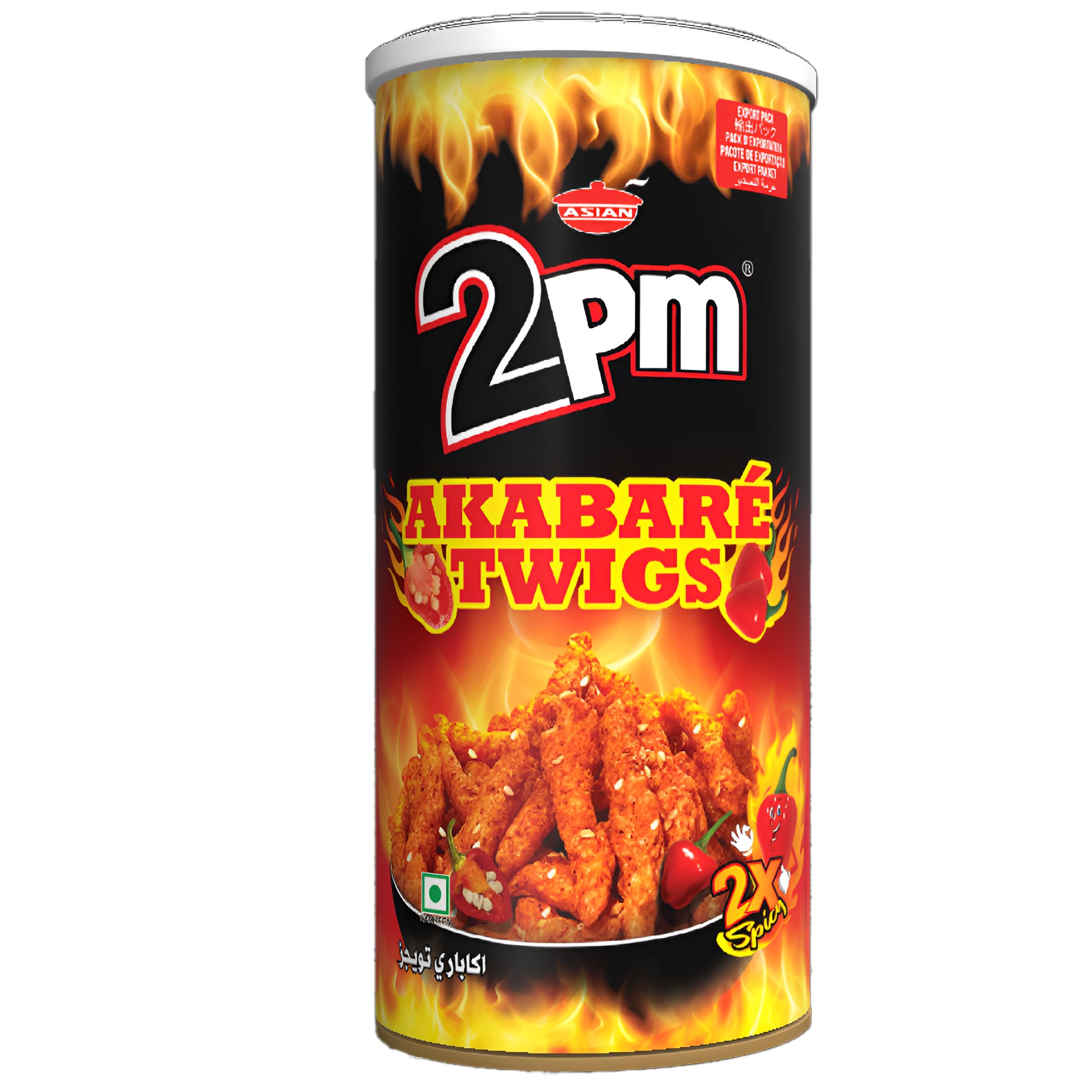2PM - Akabare Twigs Can - Hot Crunchy Sticks - Ready To Eat - Veg Snacks Can - Xtreme Can Pack - 125 Gm - Pack of 1