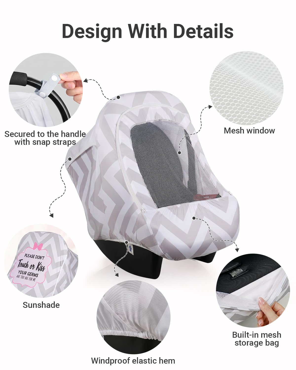 Metplus Funda de asiento de coche 2 en 1, funda multiusos para asiento de coche de bebé con parasol de privacidad, protege el asiento de seguridad de tu bebé con estilo, fundas para portabebés para