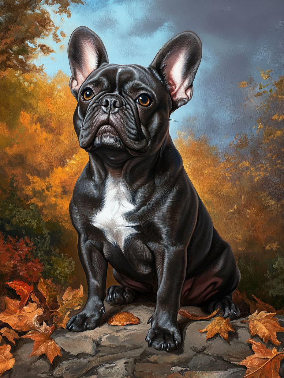 5D French Bulldog Diamond Art 12x16 Inch Full Drill Diamond Painting Kits for Adults & Beginners - DIY Art Crafts for Relaxation and Home Wall Decor A813