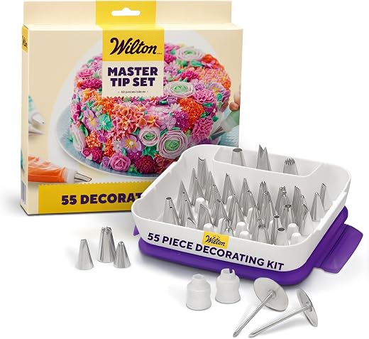 Wilton Piping Tip Set for Cake & Cupcake Decorating, 55-Piece with Carrying Case Wilton Piping Tip Set for Cake & Cupcake Decorating, 55-Piece with Carrying Case