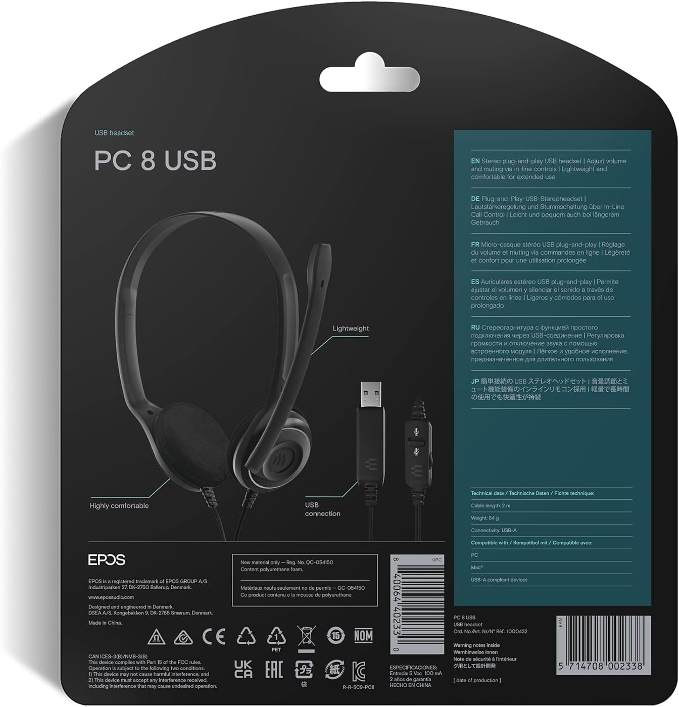 Sennheiser PC 8 USB - Stereo USB Headset for PC and MAC with In-line Volume and Mute Control - Black - Image 11