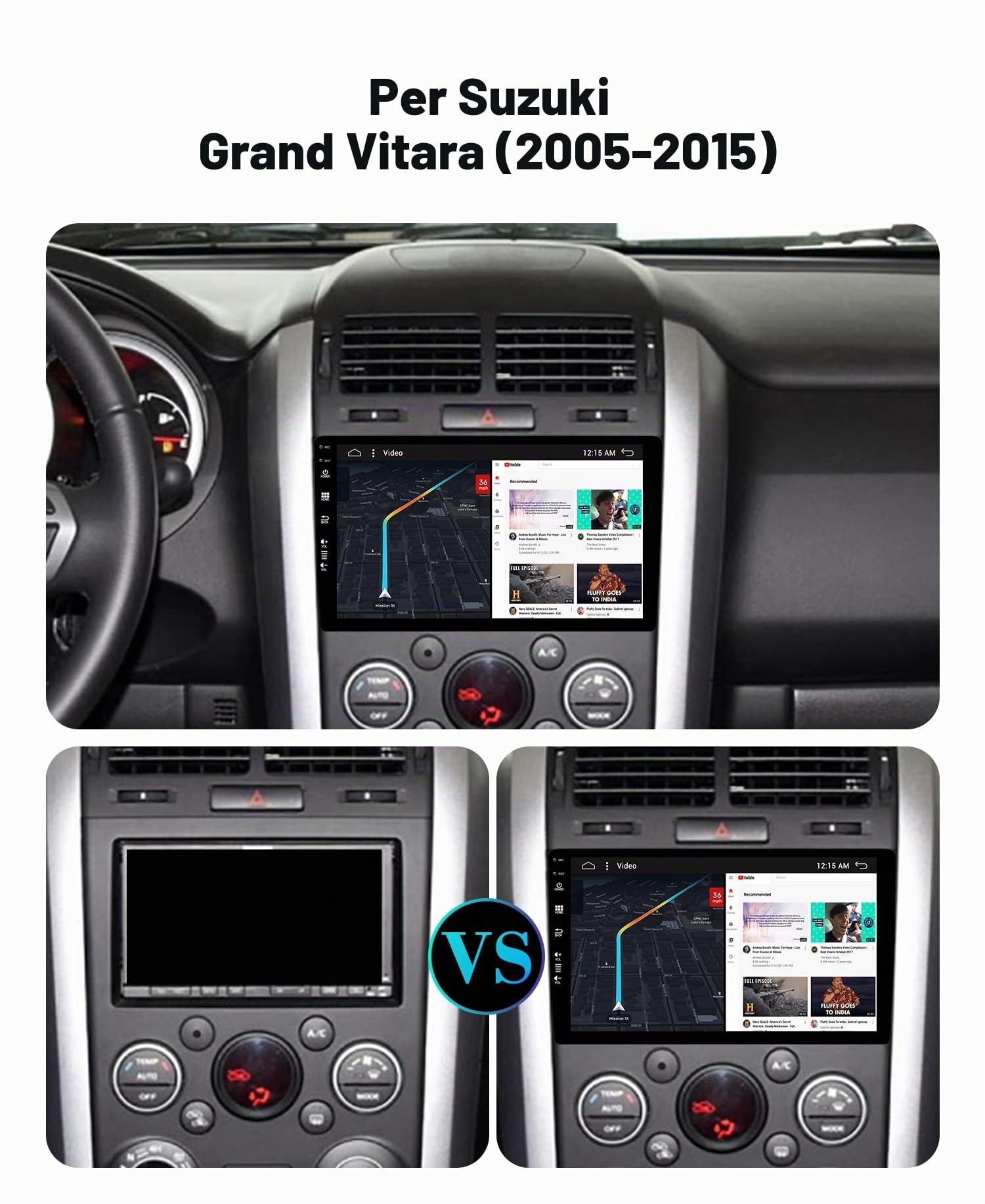 SXAUTO Android 12 IPS Autoradio Per Suzuki Grand Vitara (2005-2015) - 2G+32G - Senza fili Carplay & Android Auto - GRATUITI Telecamera - DAB Fast-boot Volante WiFi DSP Bluetooth 4G - 2 Din 9 Pollici