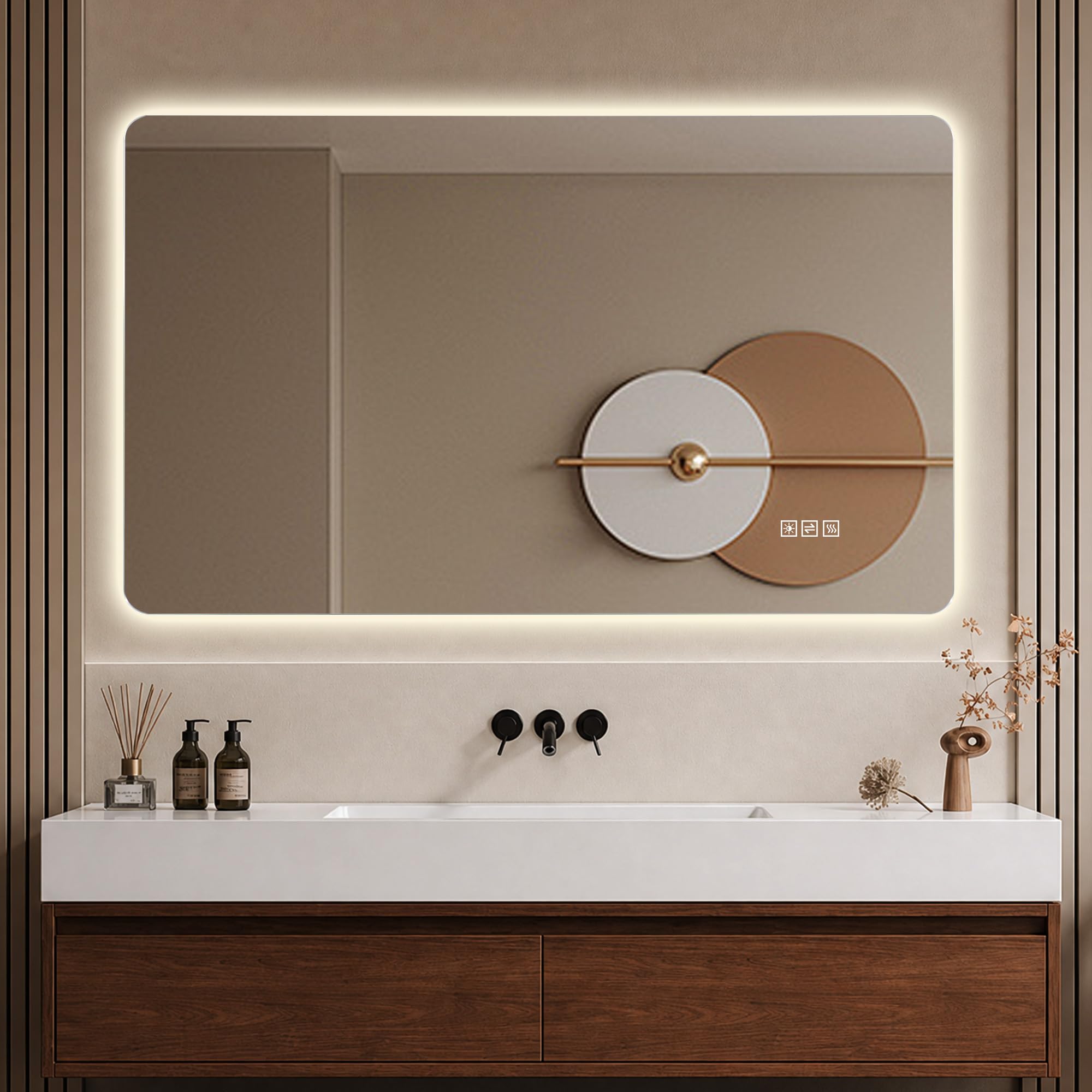 Espejo de baño con iluminación LED, 60 x 120 cm, antivaho, regulable | Blanco cálido 3000 K, blanco neutro 4000 K, blanco frío 6000 K, función de memoria, IP44, montaje horizontal o vertical