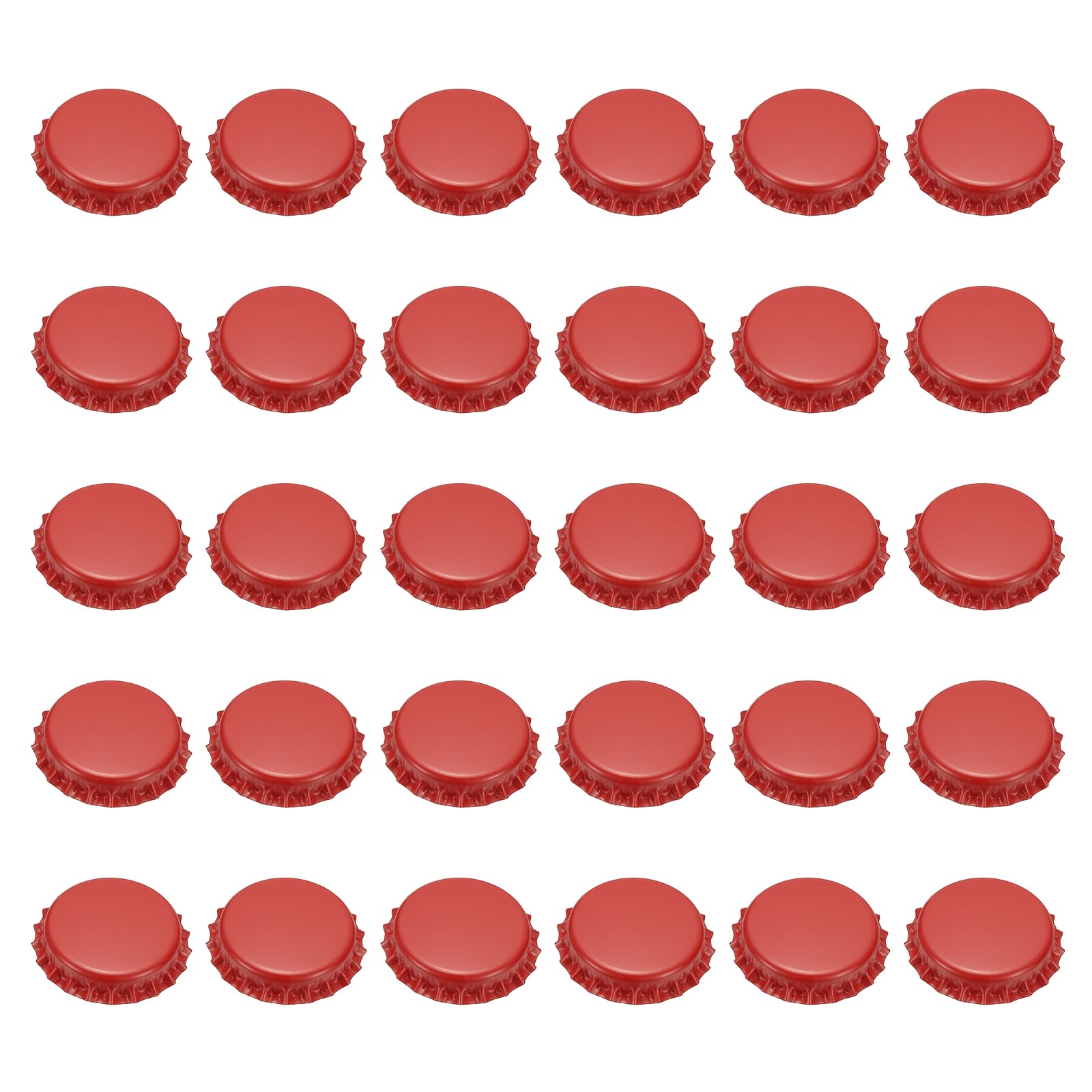 sourcing map 60 Pcs Oxygen Absorbing Beer Bottle Caps, 32mm Pry Off Bulk Crown Caps Bottle Toppers for Soda Beer Wine Glass Bottles Home Brewing DIY Pendants or Craft Scrapbooks, Red