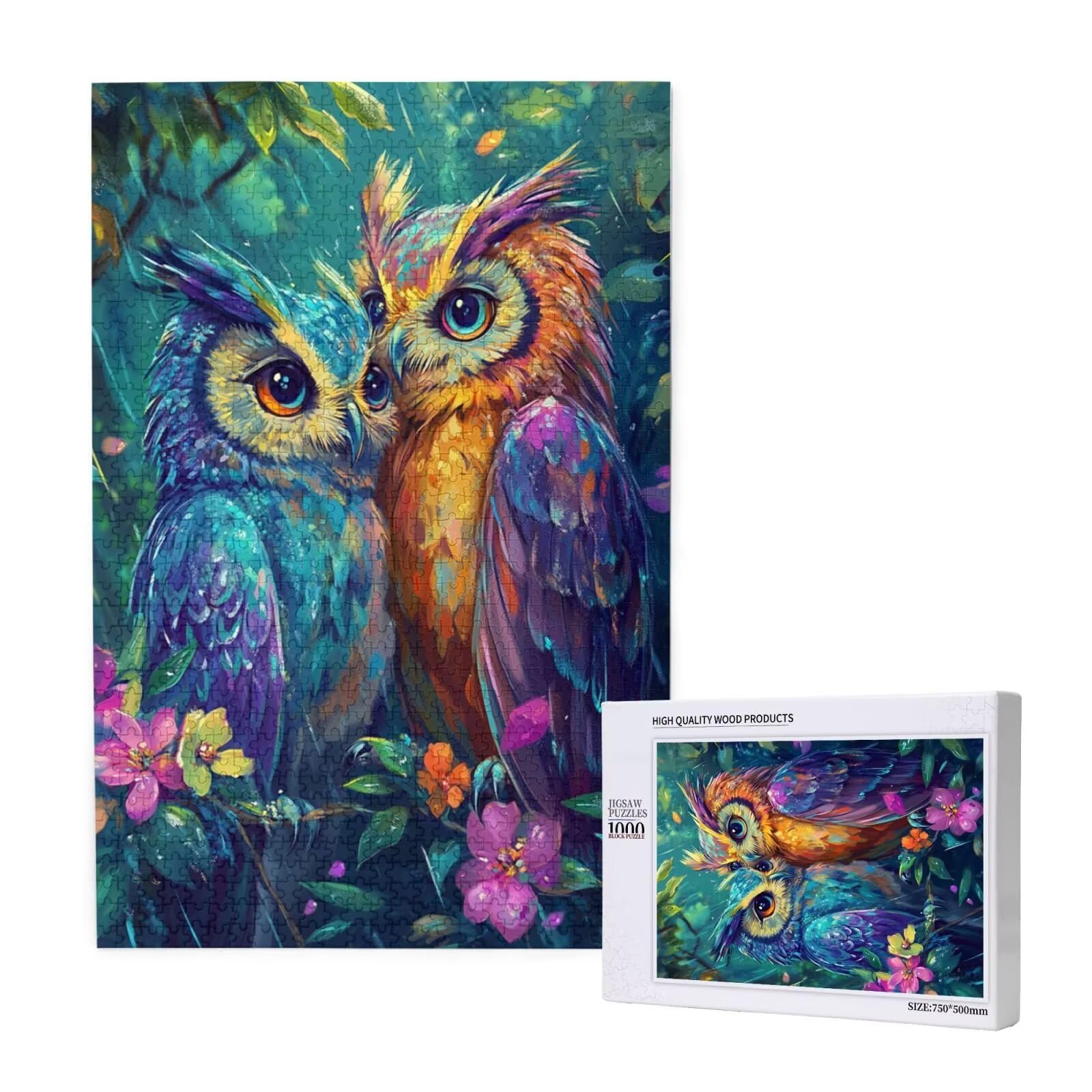 Fleur Puzzle Hibou 3000 Pièces Adultes, DIY Puzzles Classiques Art avec Boîte d'emballage et Photos de Référence, Relaxation/Soulagement du Stress/Jeux Amusants, Creatif Cadeau pour Femme M-1958