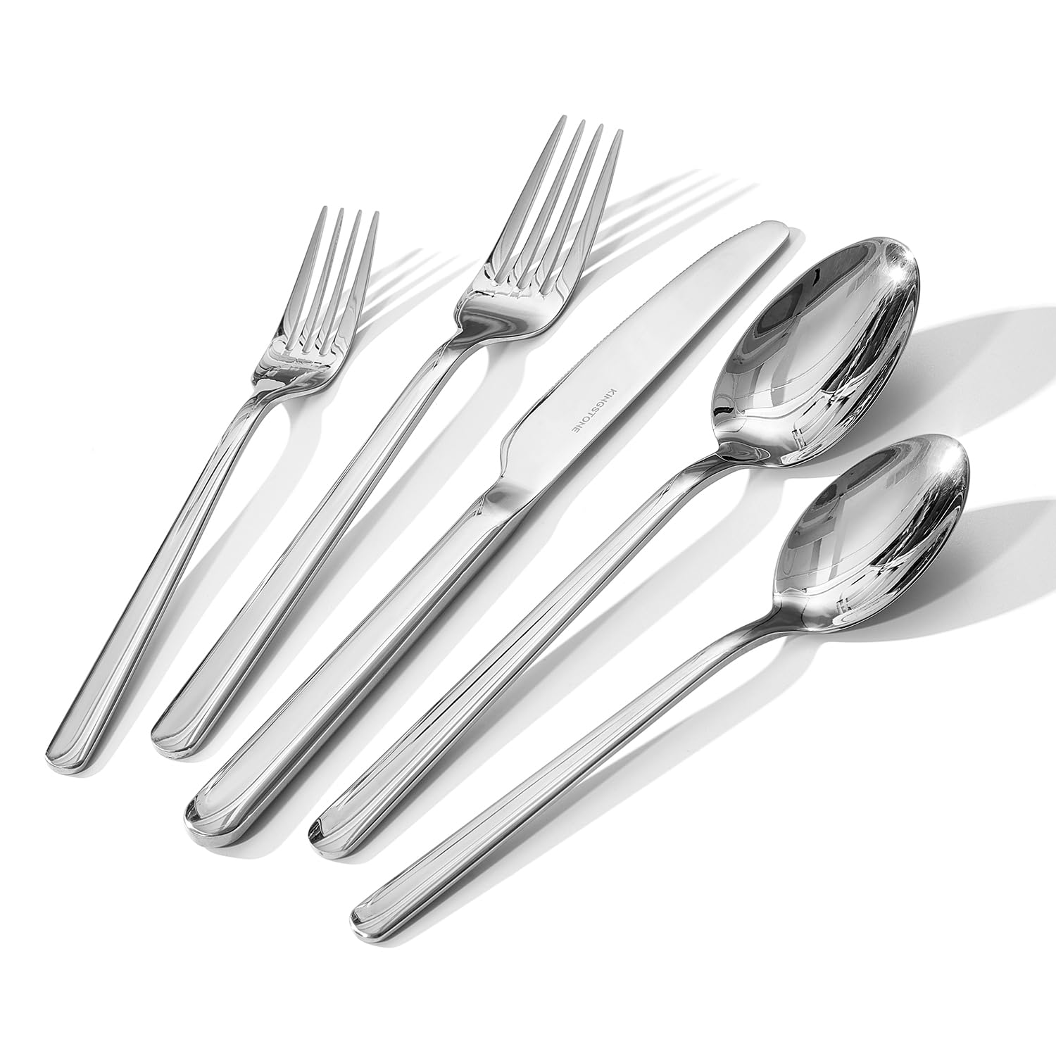 KINGSTONE Forged 20-Piece Silverware Set, 18/10 Stainless Steel Flatware Utensils Set for 4, Mirror Finish,Dishwasher Safe (Silver)