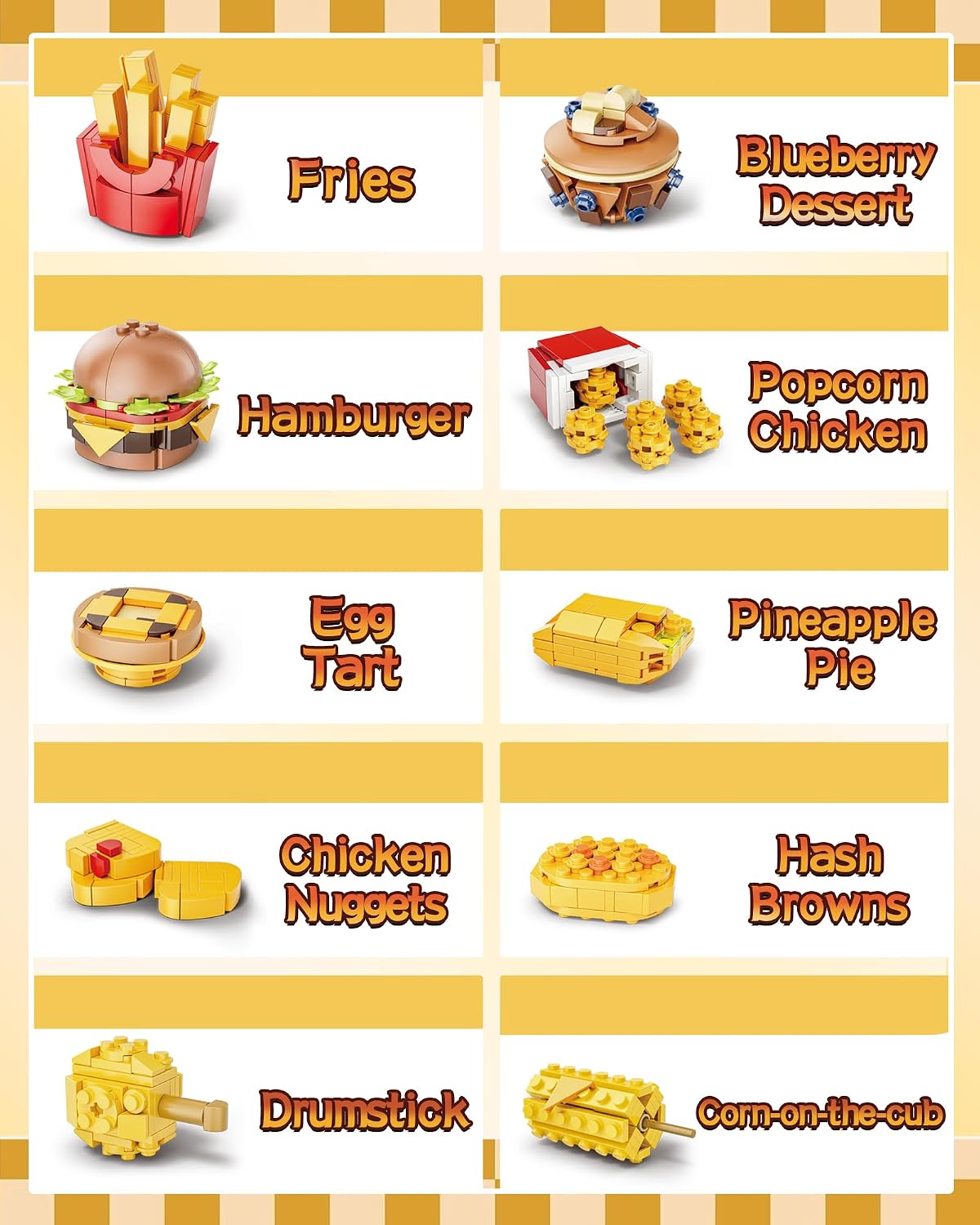 18 in 1 Fast Food Building Block Set for Kids 8-14, Compatible with Lego Set, City Friends Kitchen Bricks Sets for Party Favors, Birthday Gifts, DIY Restaurant Picnic Building kit for Boys Girls image 4