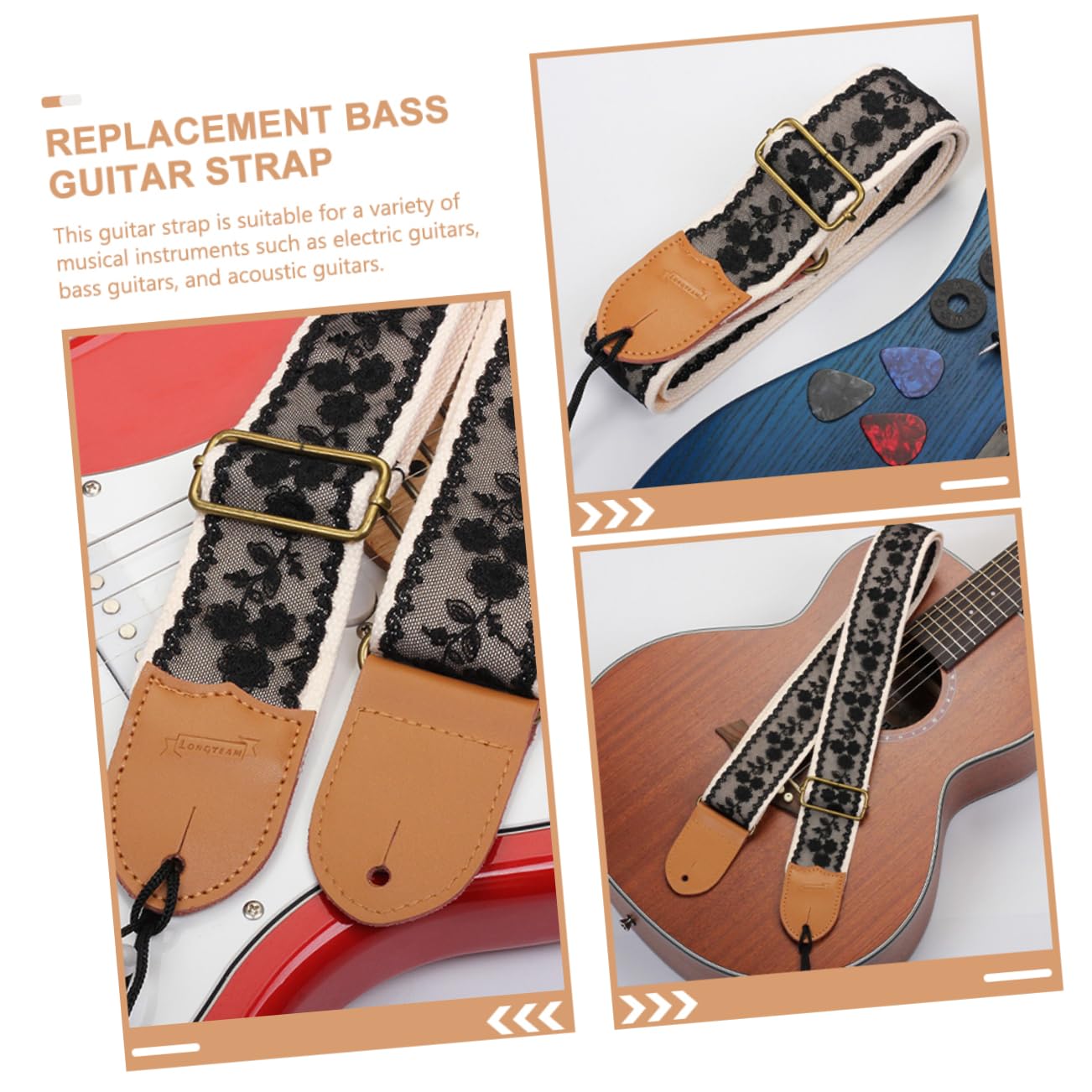 TOYANDONA correa guitarra acústica correa guitarra eléctrica guitarras accesorios para guitarra acustica correa de guitarra electrica ajustable correa de guitarra de repuesto nylon